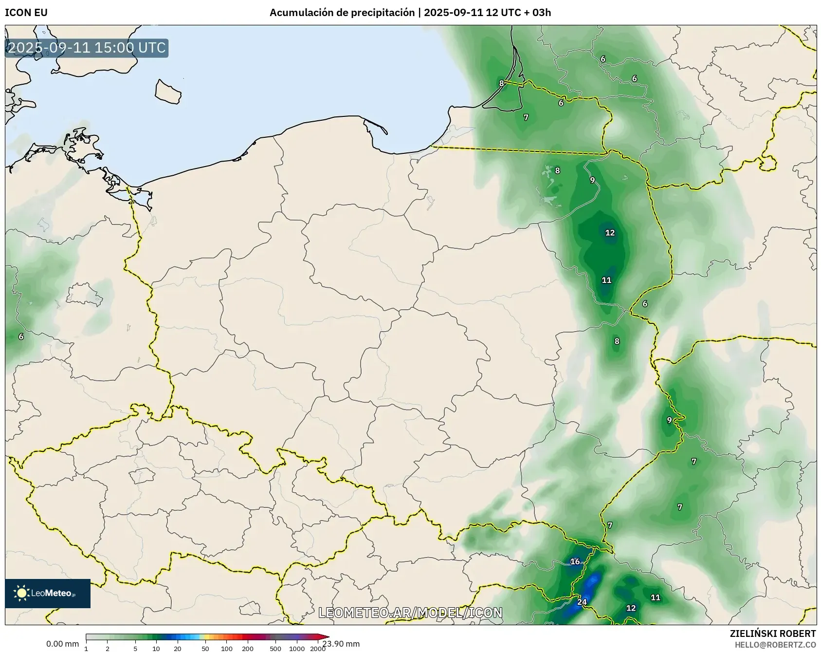 ICON model - Polonia, Acumulación de precipitación