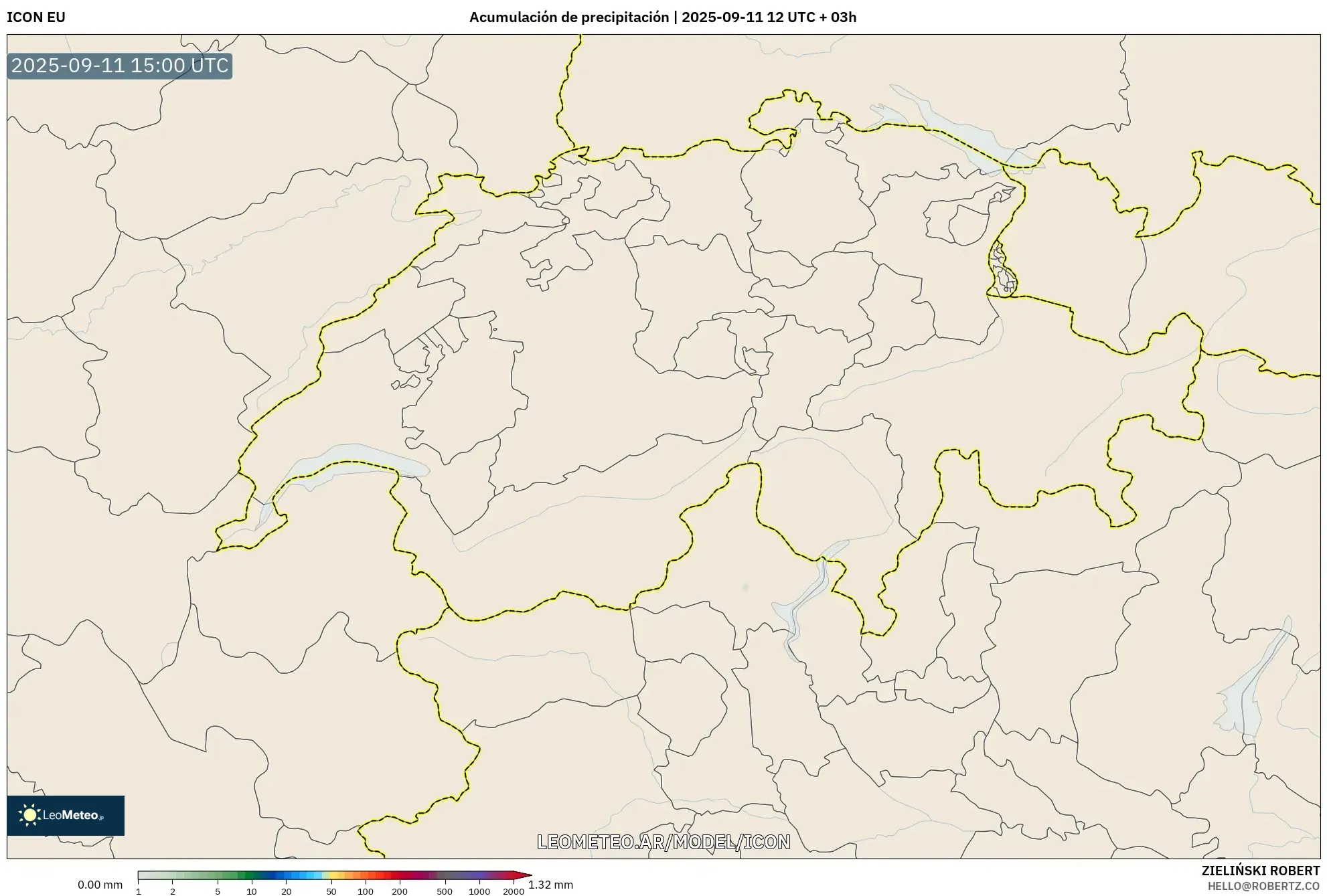 ICON model - Suiza, Acumulación de precipitación