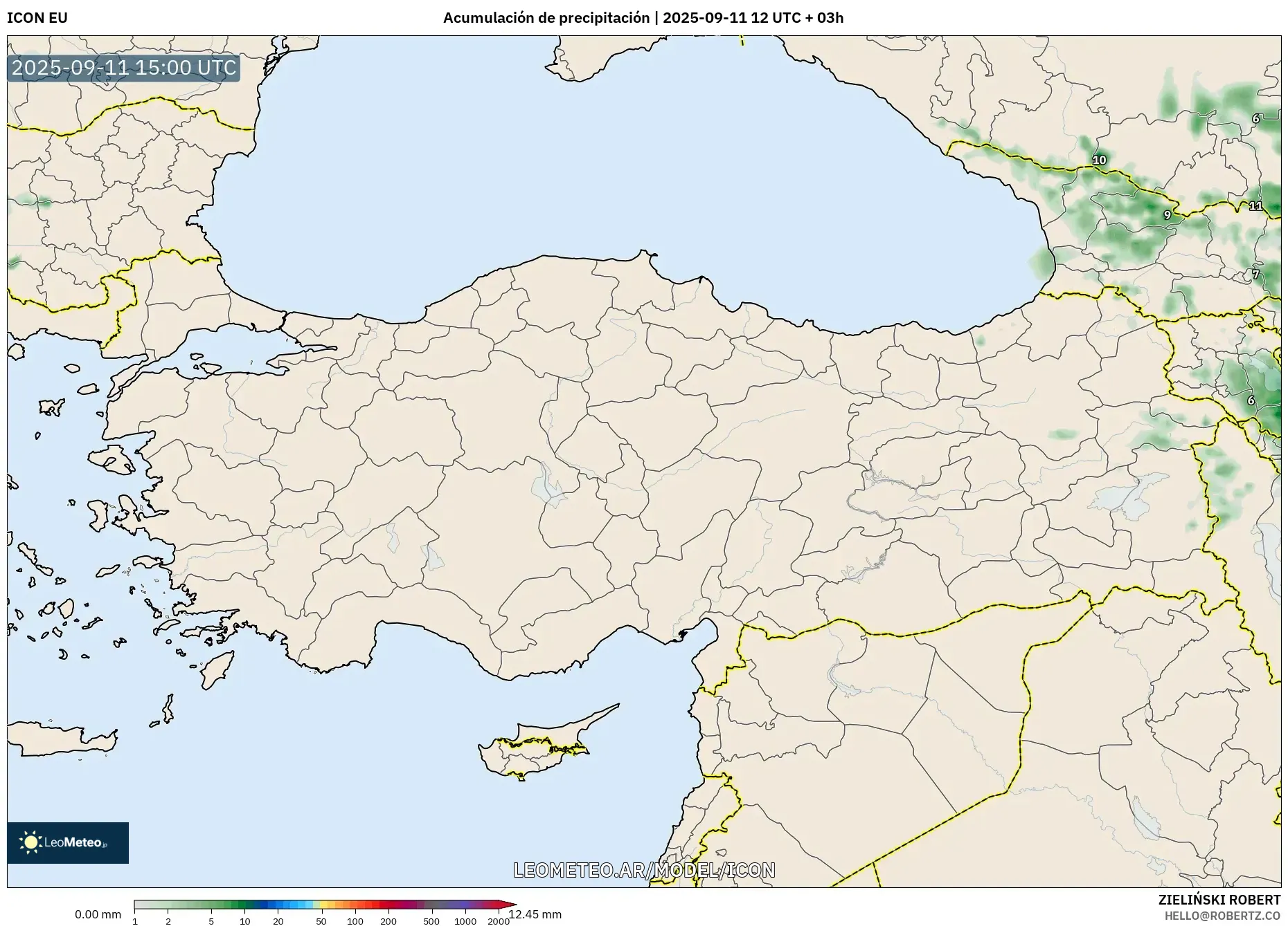 ICON model - Turquía, Acumulación de precipitación