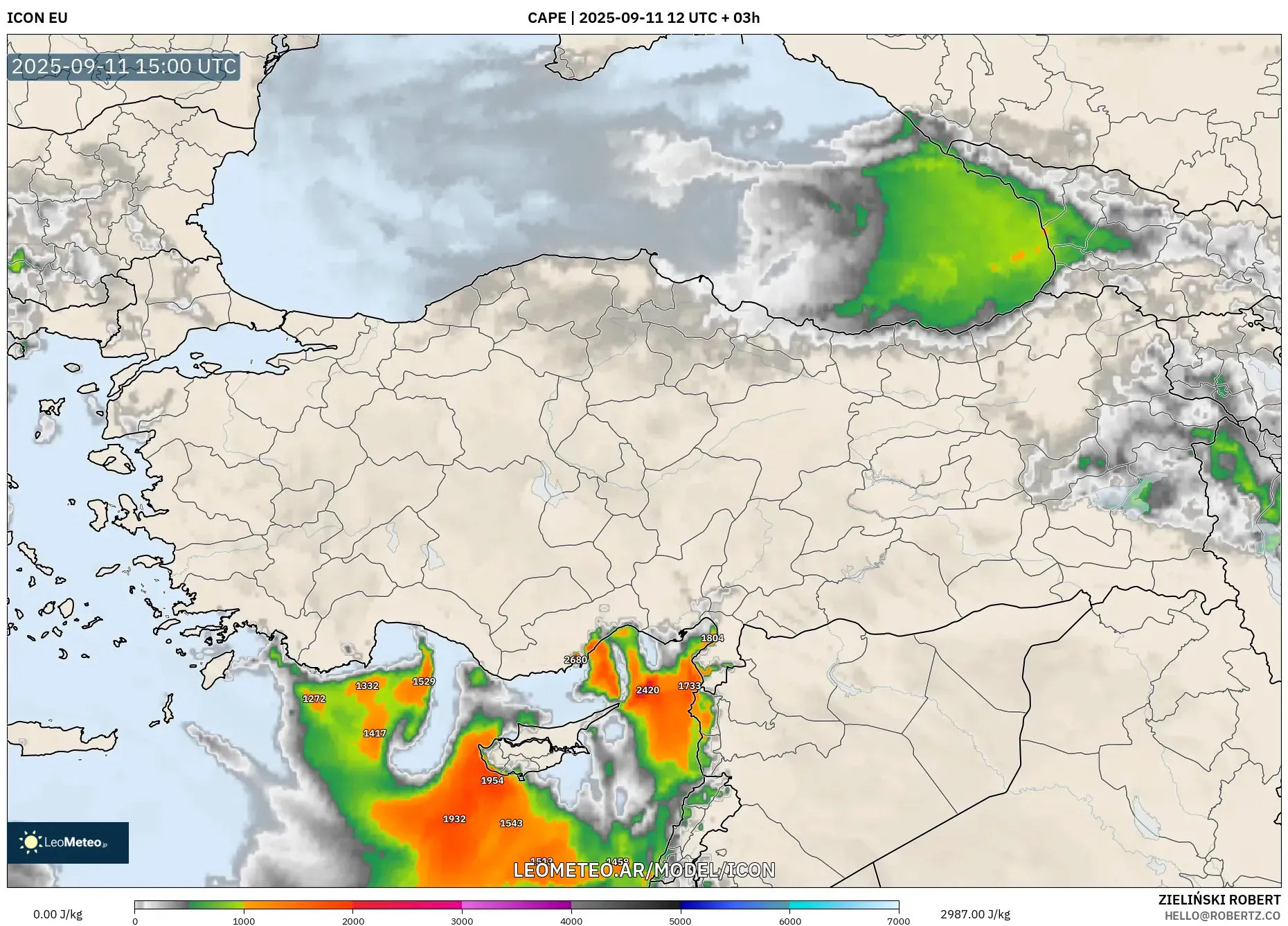 ICON model - Turquía, CAPE