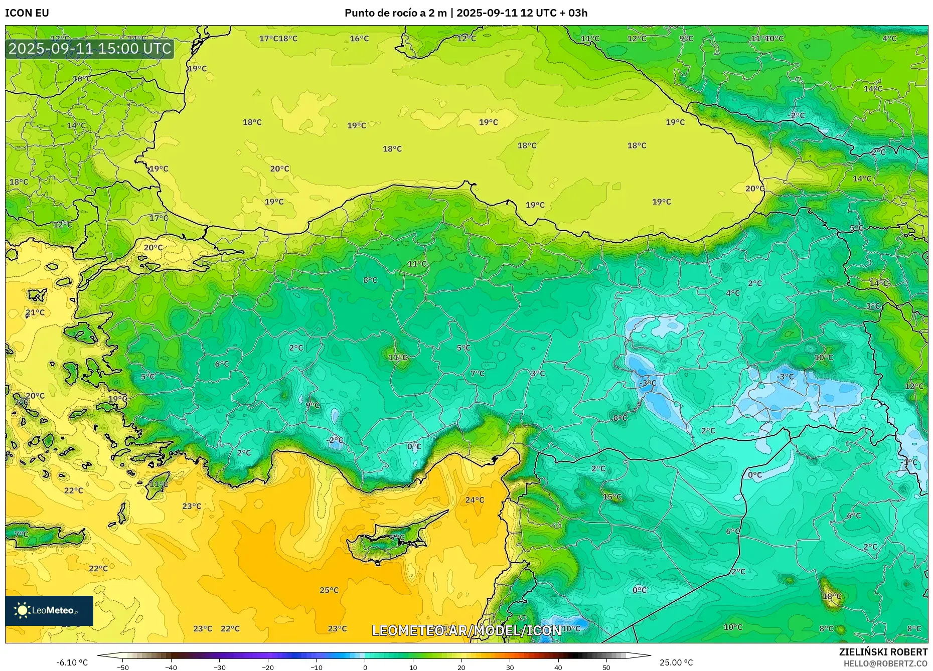 ICON model - Turquía, Punto de rocío a 2 m