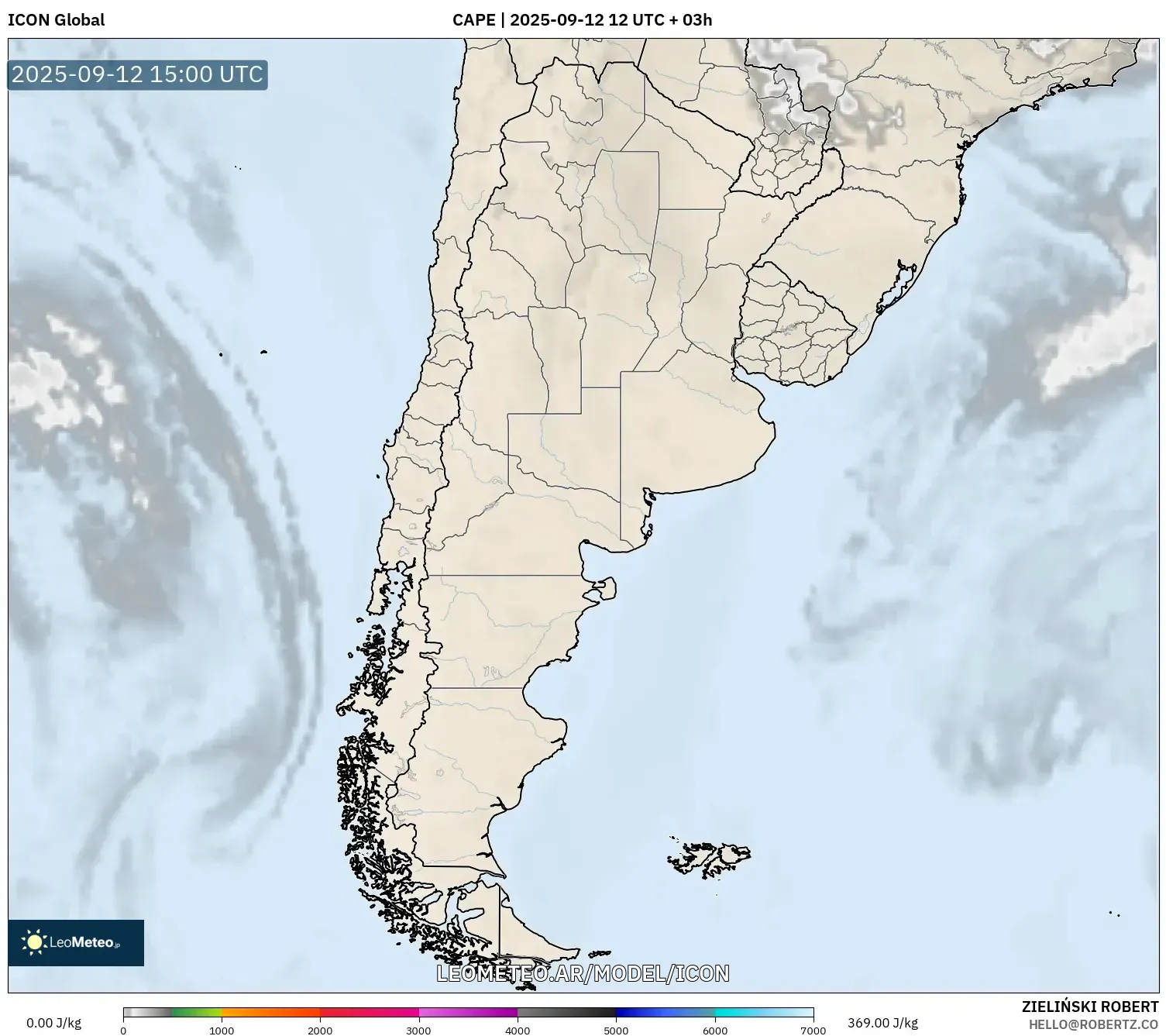 ICON model - Argentina, CAPE