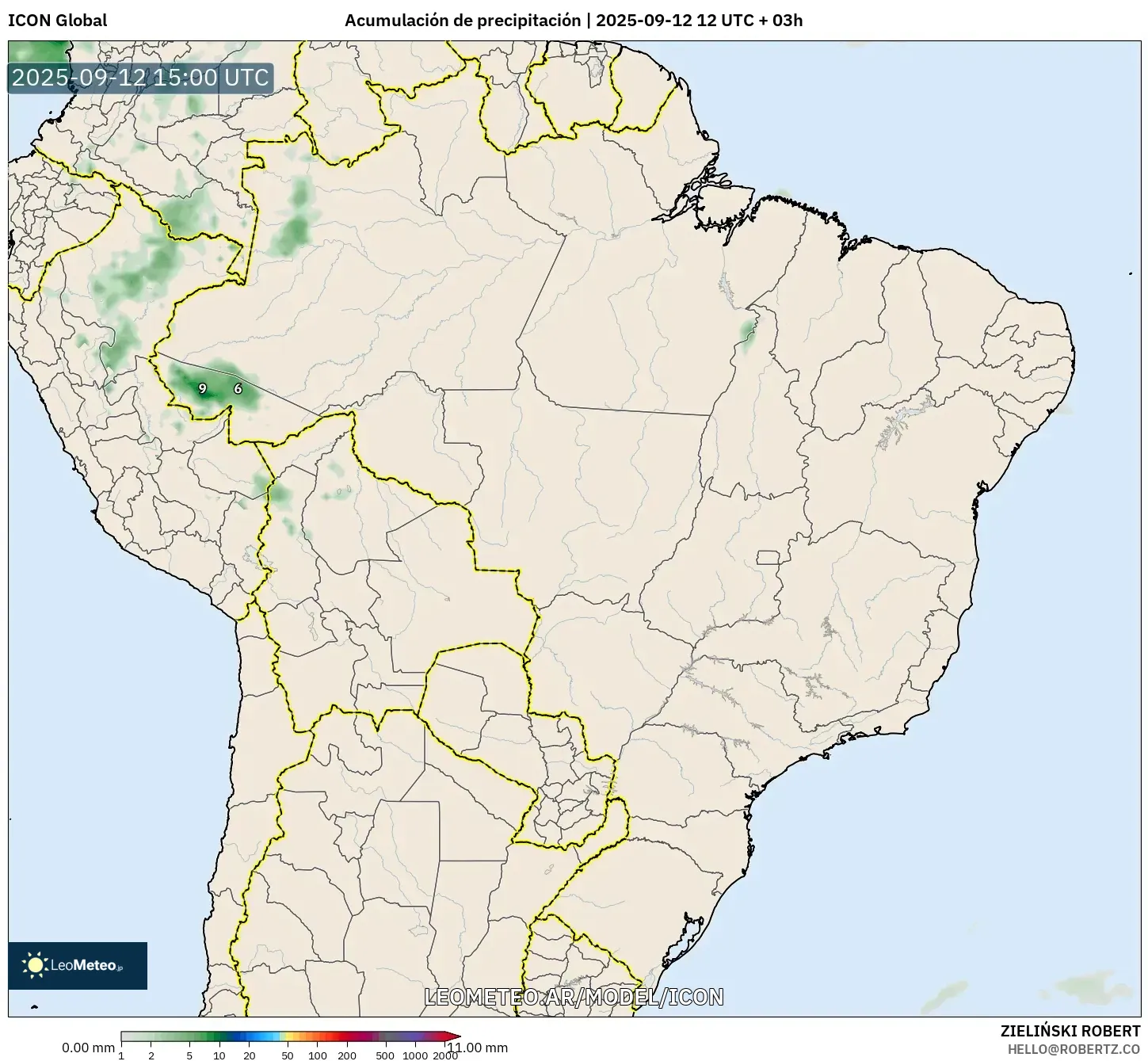 ICON model - Brasil, Acumulación de precipitación ICON model - Brasil, Acumulación de precipitación