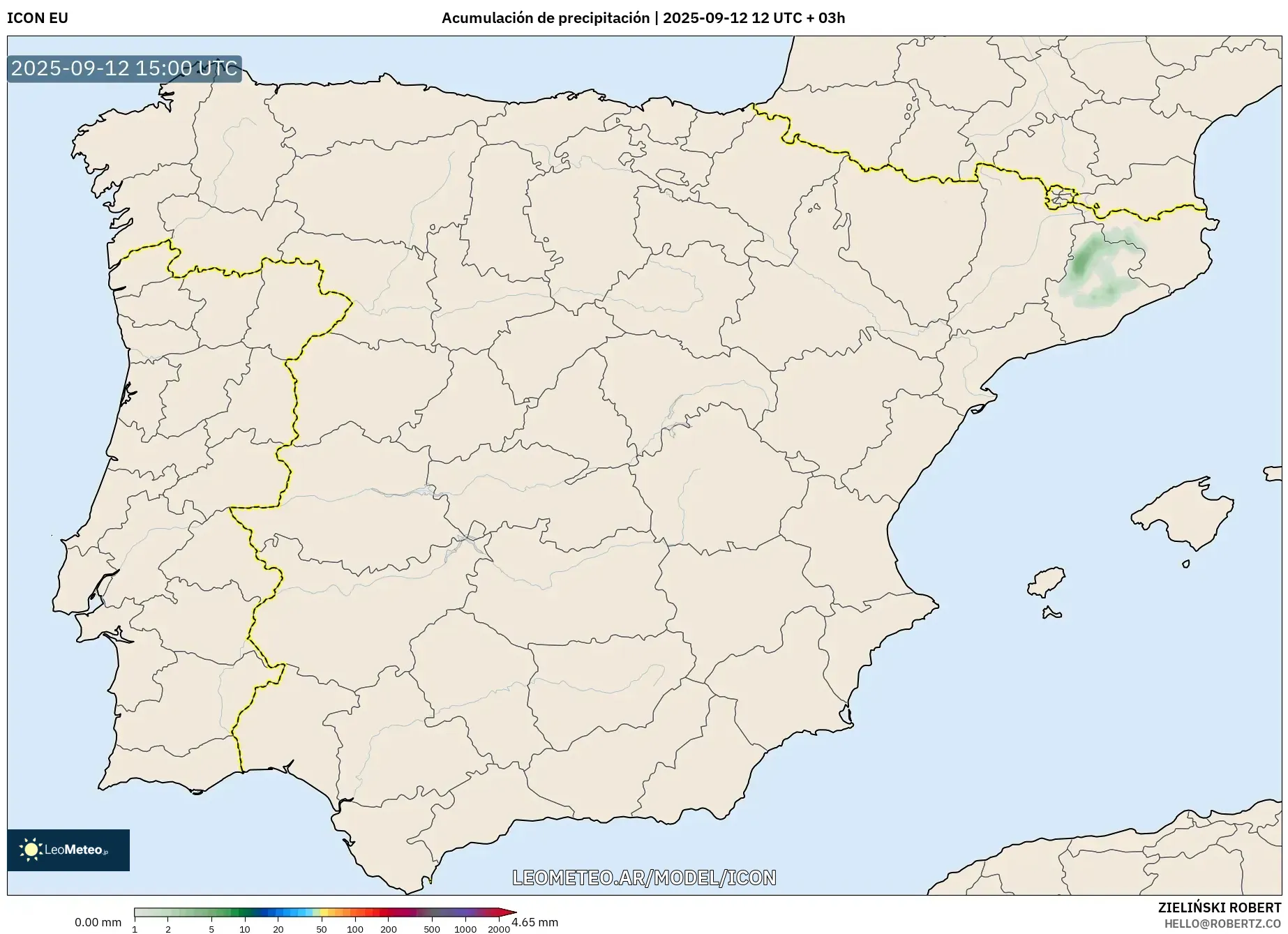 ICON model - España, Acumulación de precipitación