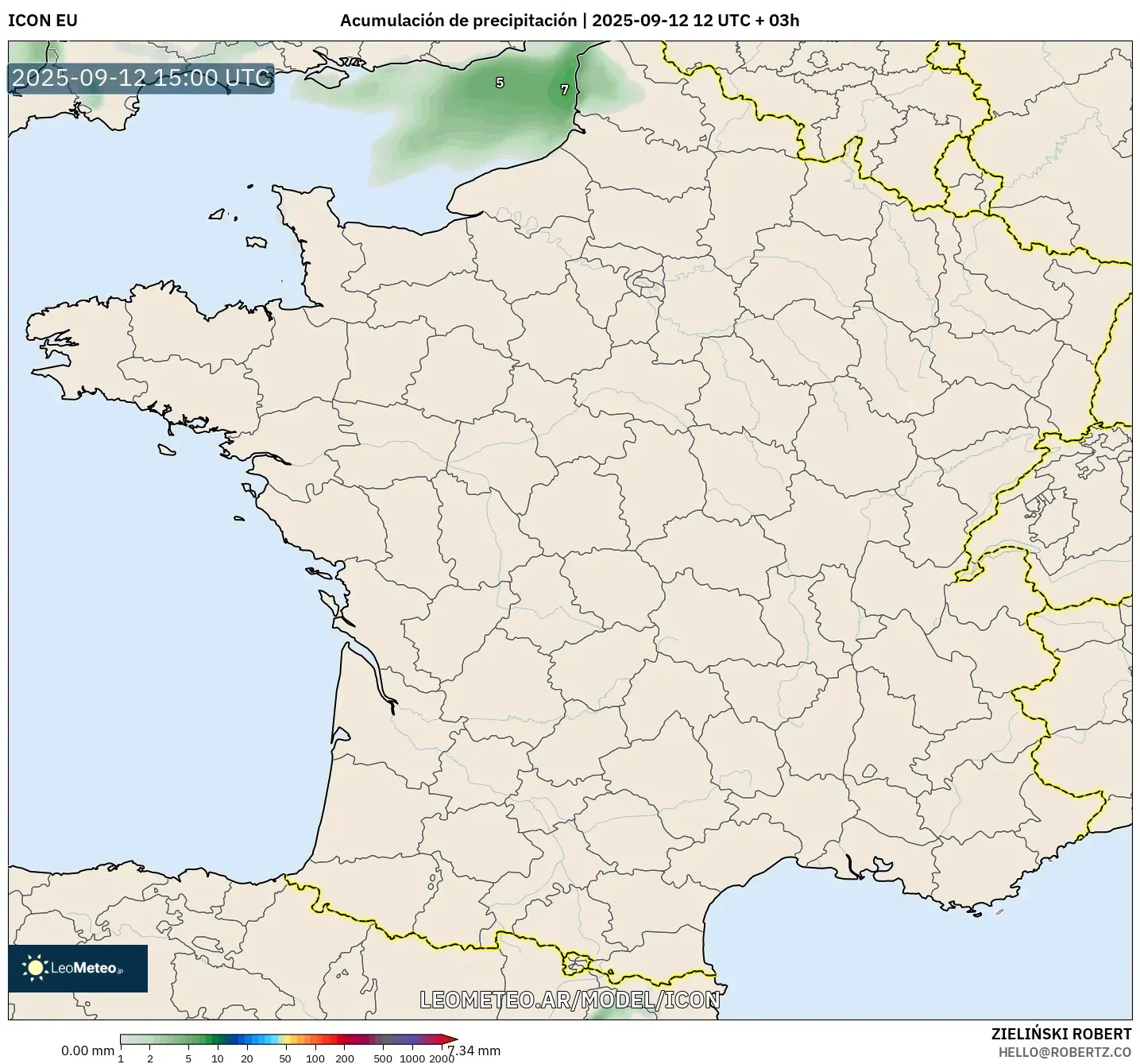 ICON model - Francia, Acumulación de precipitación