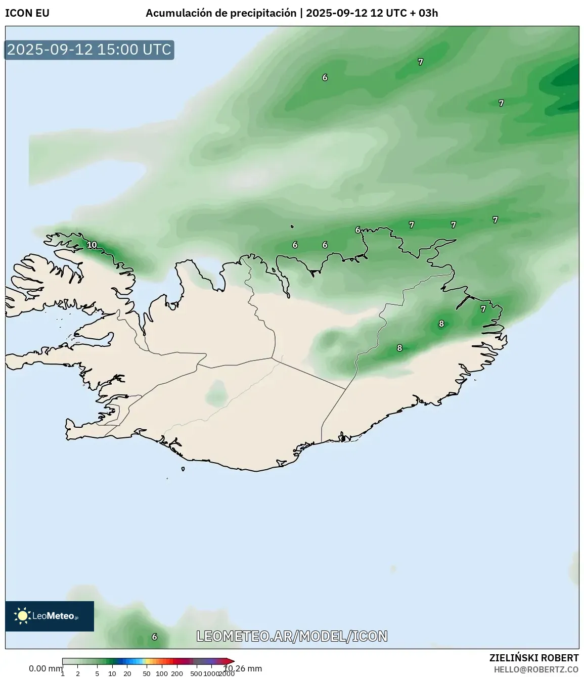 ICON model - Islandia, Acumulación de precipitación