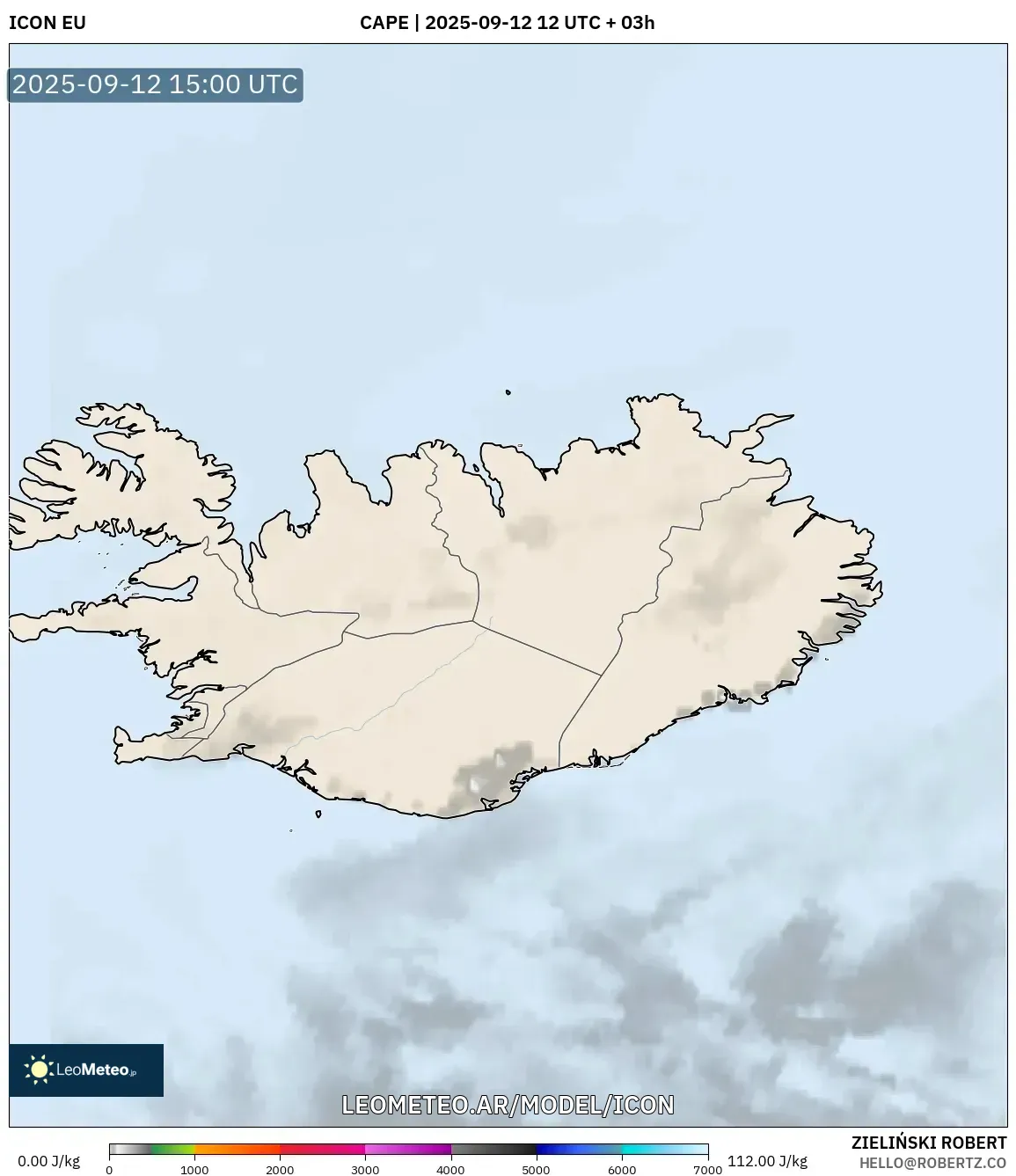 ICON model - Islandia, CAPE