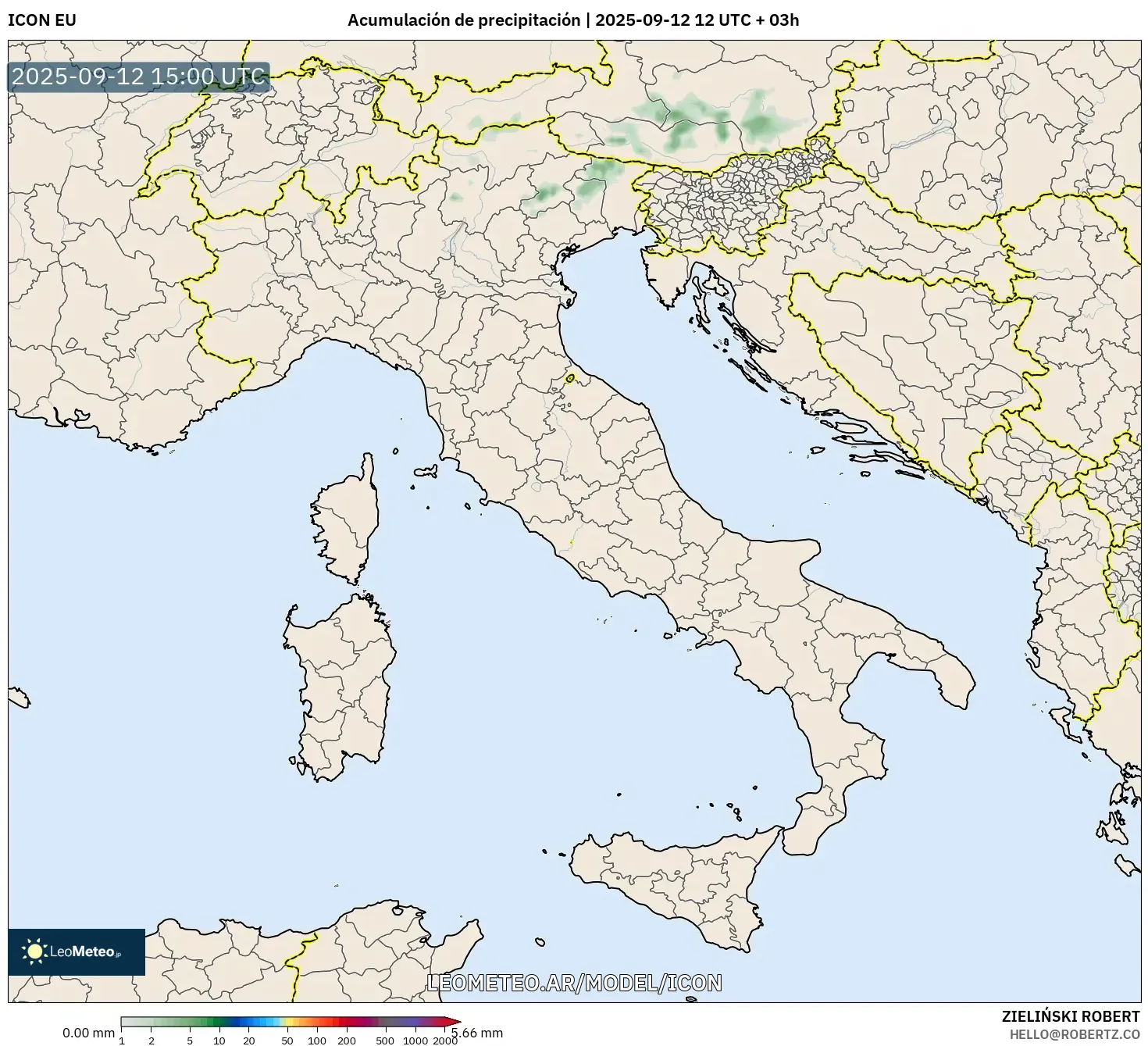 ICON model - Italia, Acumulación de precipitación