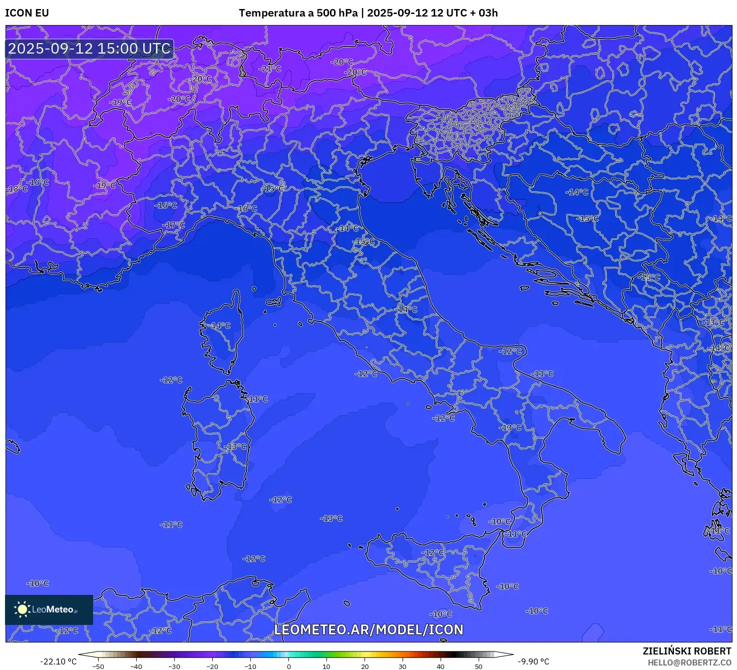 ICON model - Italia, Temperatura a 500 hPa