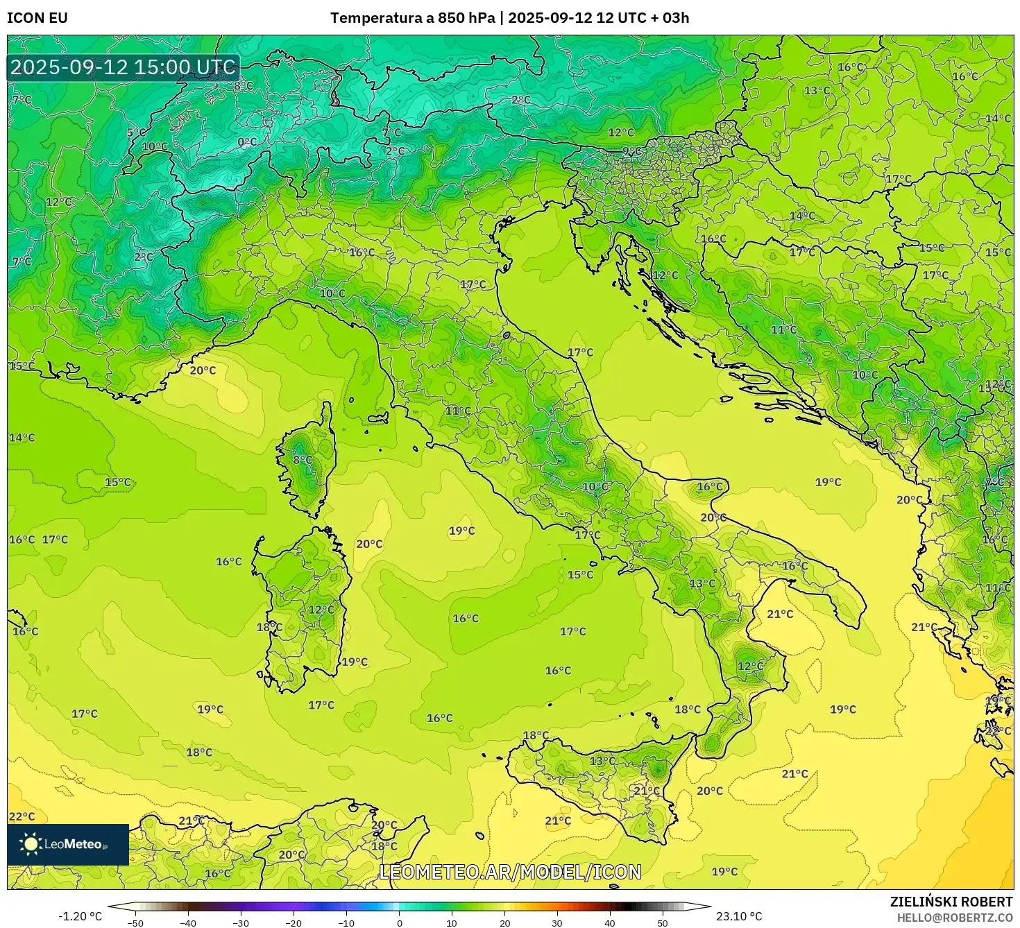 ICON model - Italia, Temperatura a 850 hPa