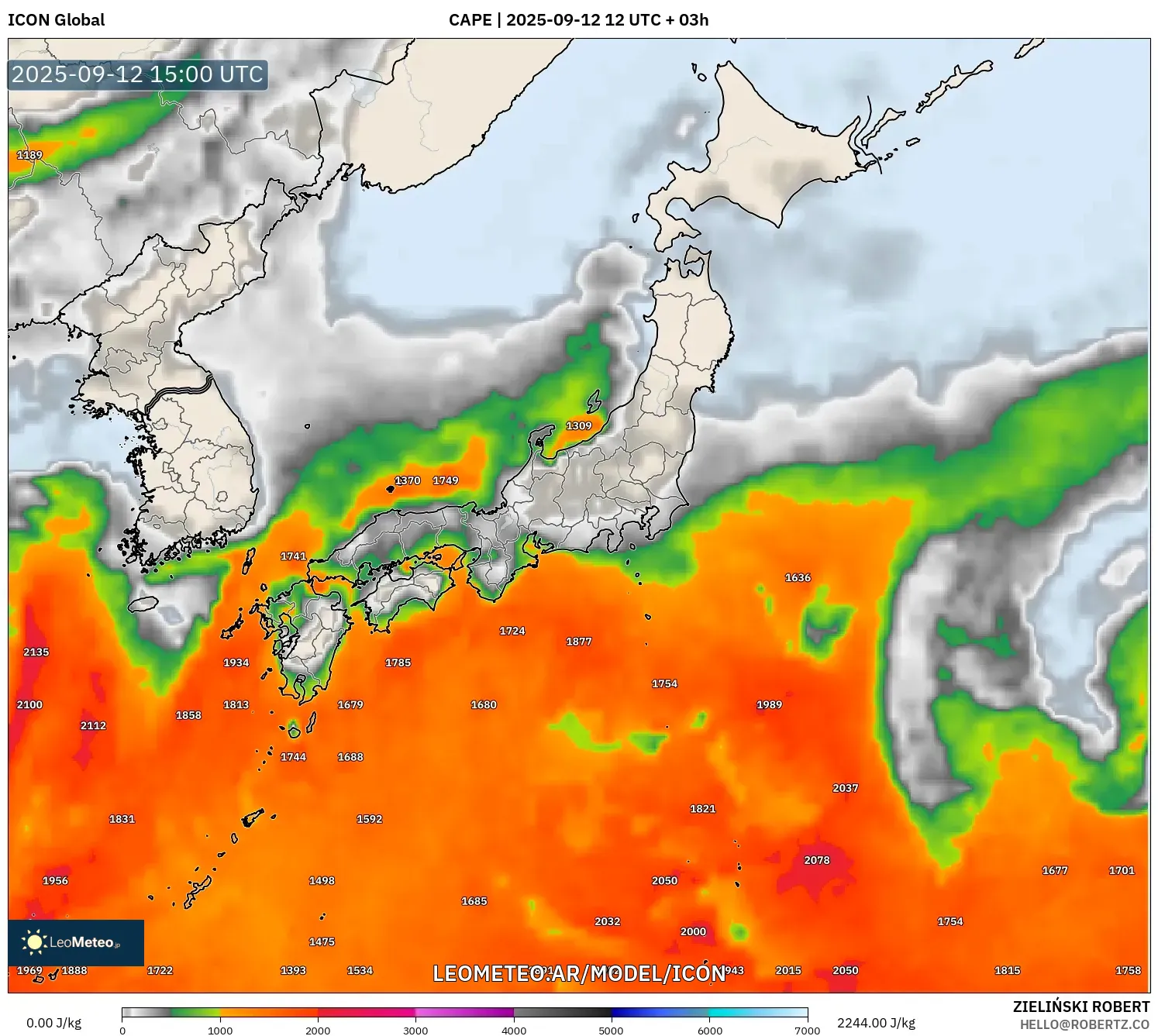 ICON model - Japón, CAPE