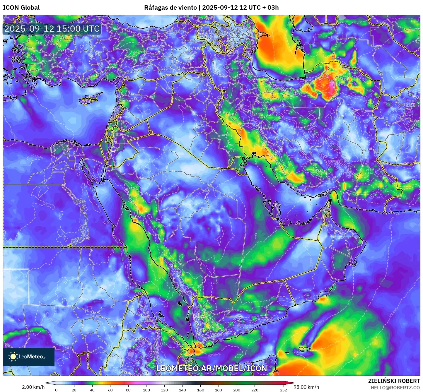 ICON model - Oriente Medio, Ráfagas de viento ICON model - Oriente Medio, Ráfagas de viento