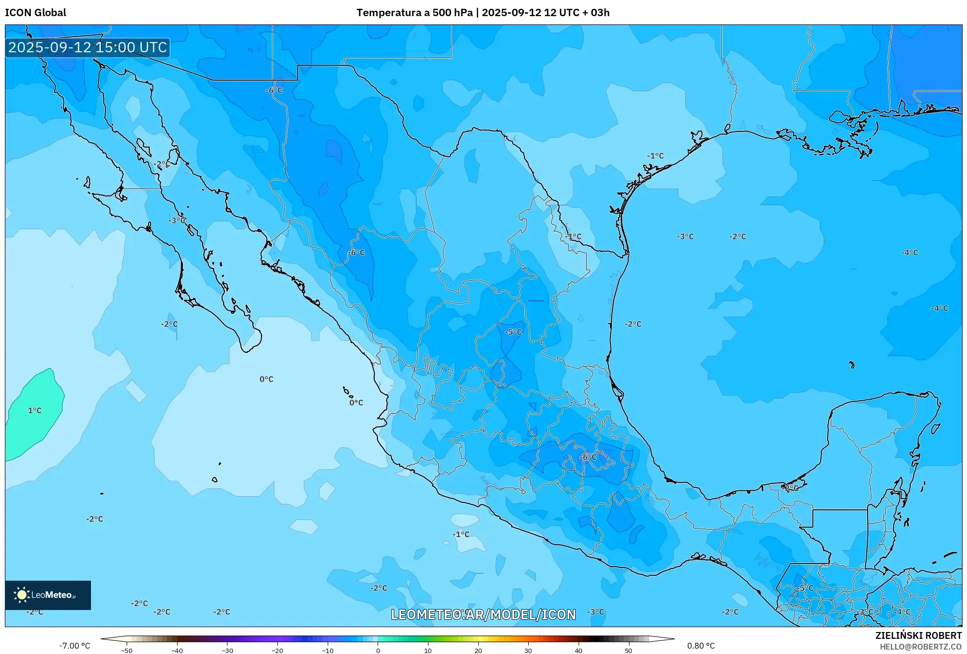 ICON model - México, Temperatura a 500 hPa