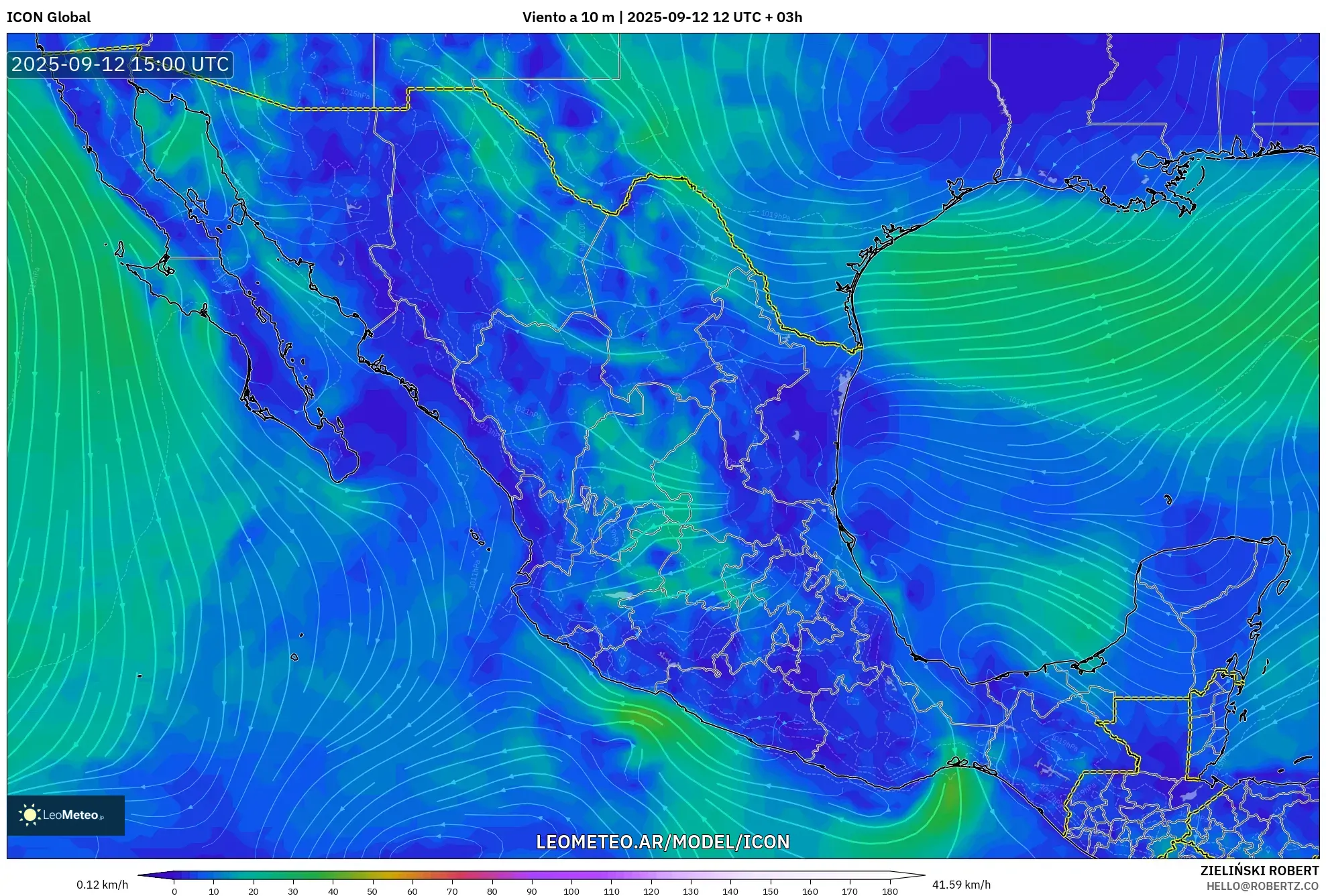 ICON model - México, Viento a 10 m