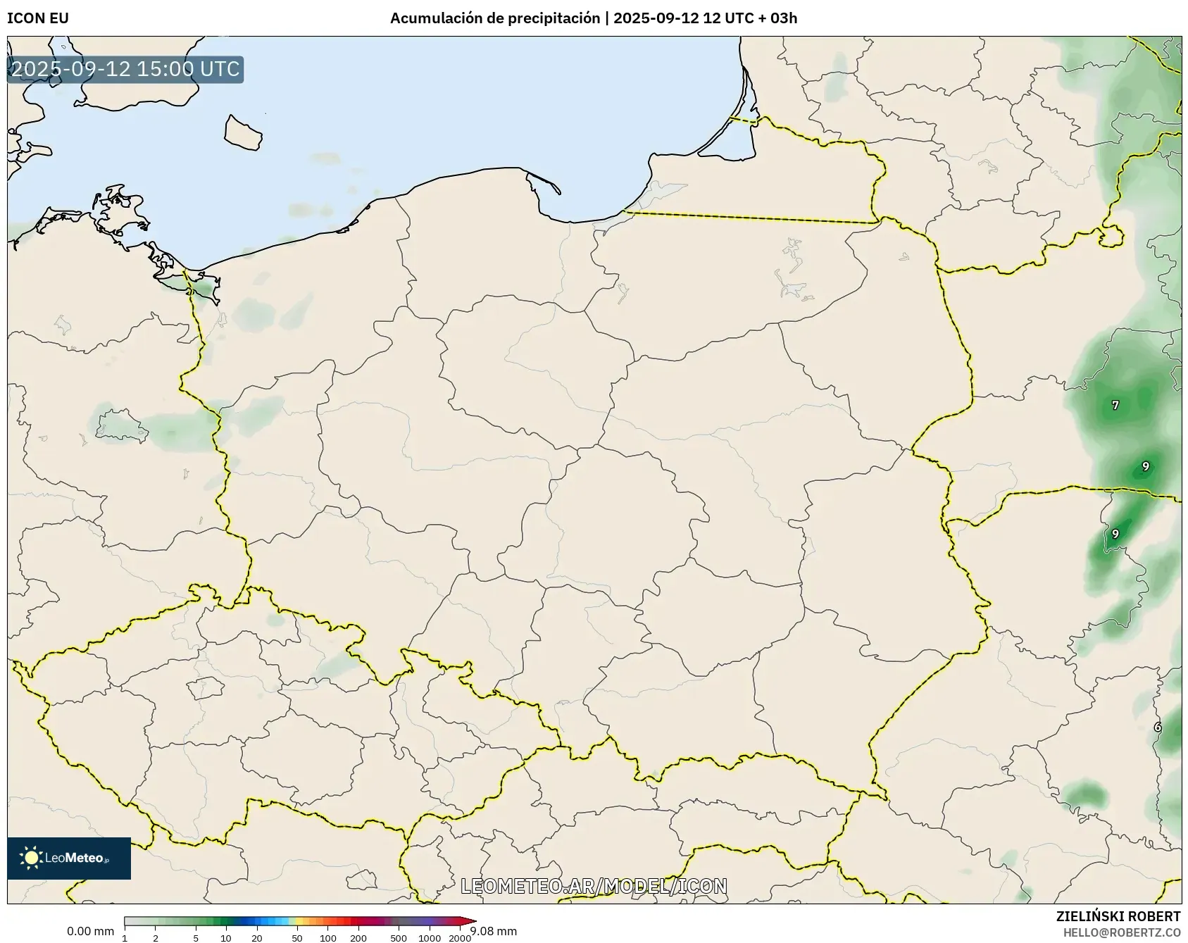 ICON model - Polonia, Acumulación de precipitación