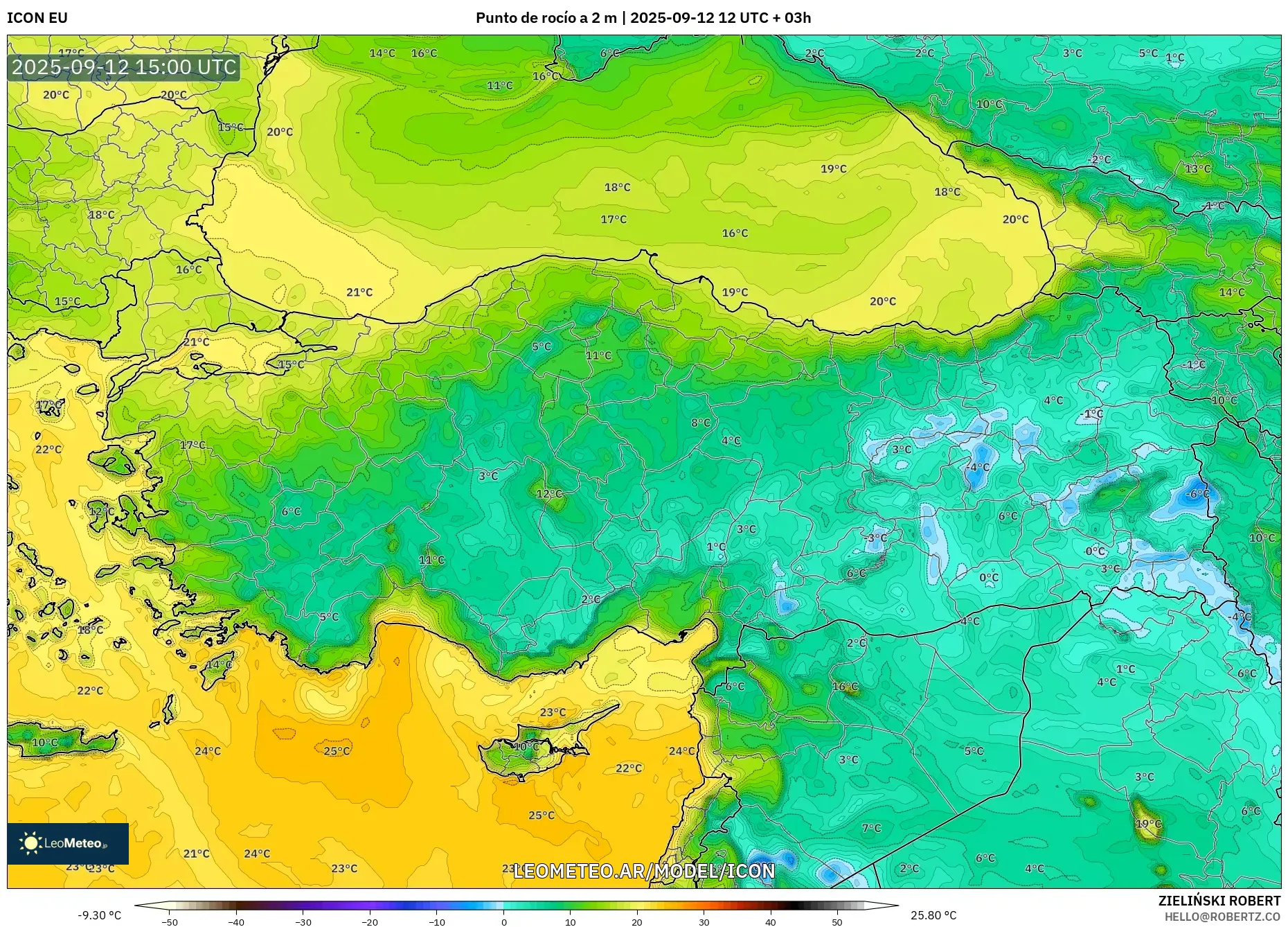 ICON model - Turquía, Punto de rocío a 2 m