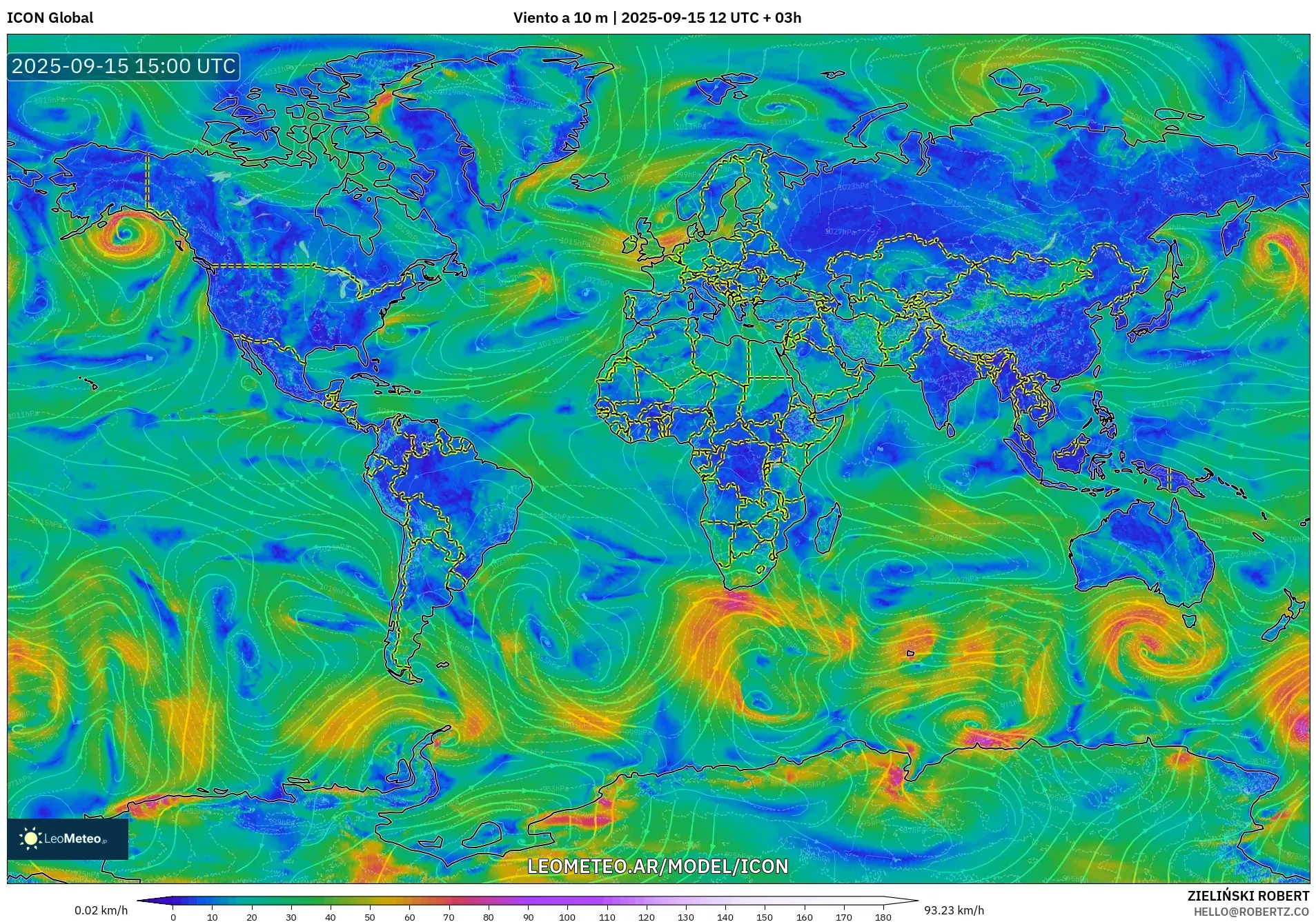ICON model - Mundo, Viento a 10 m