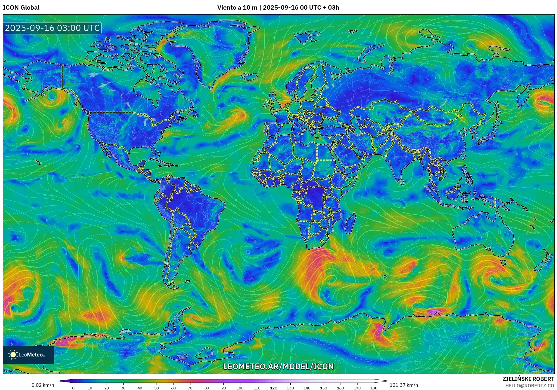 ICON model - Mundo, Viento a 10 m