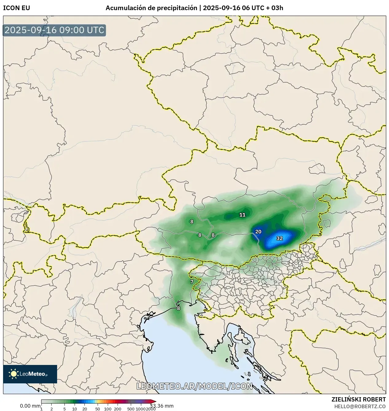 ICON model - Austria, Acumulación de precipitación