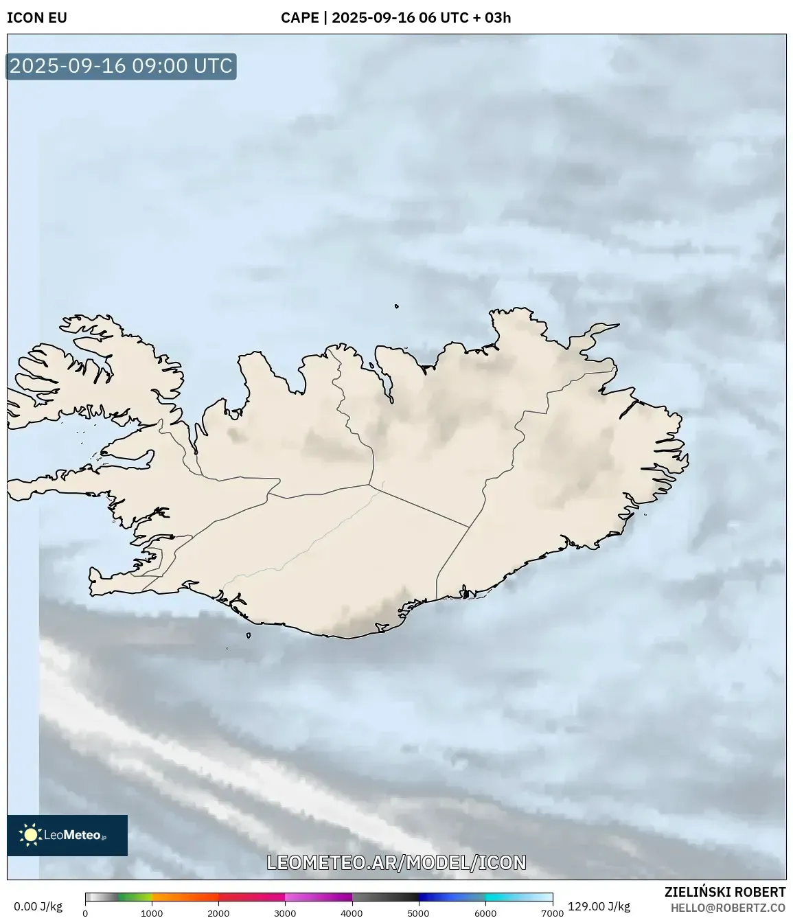 ICON model - Islandia, CAPE