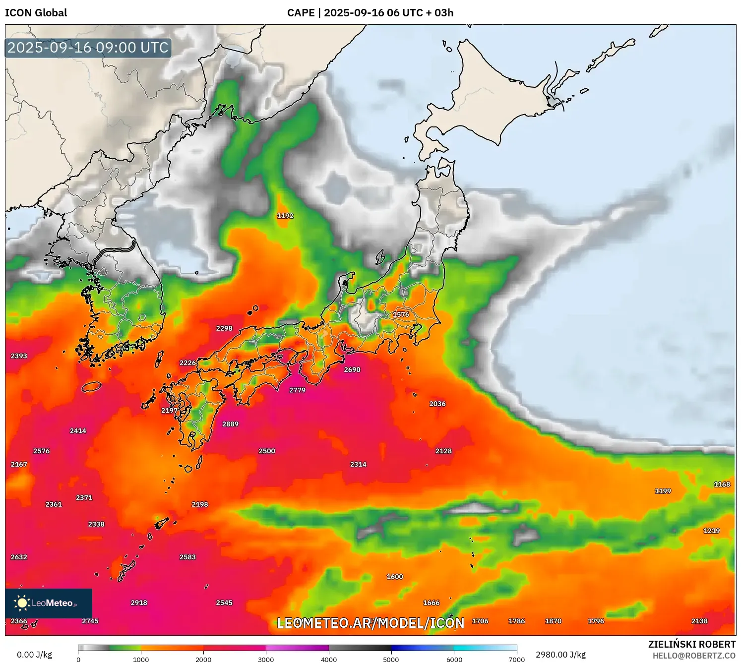 ICON model - Japón, CAPE