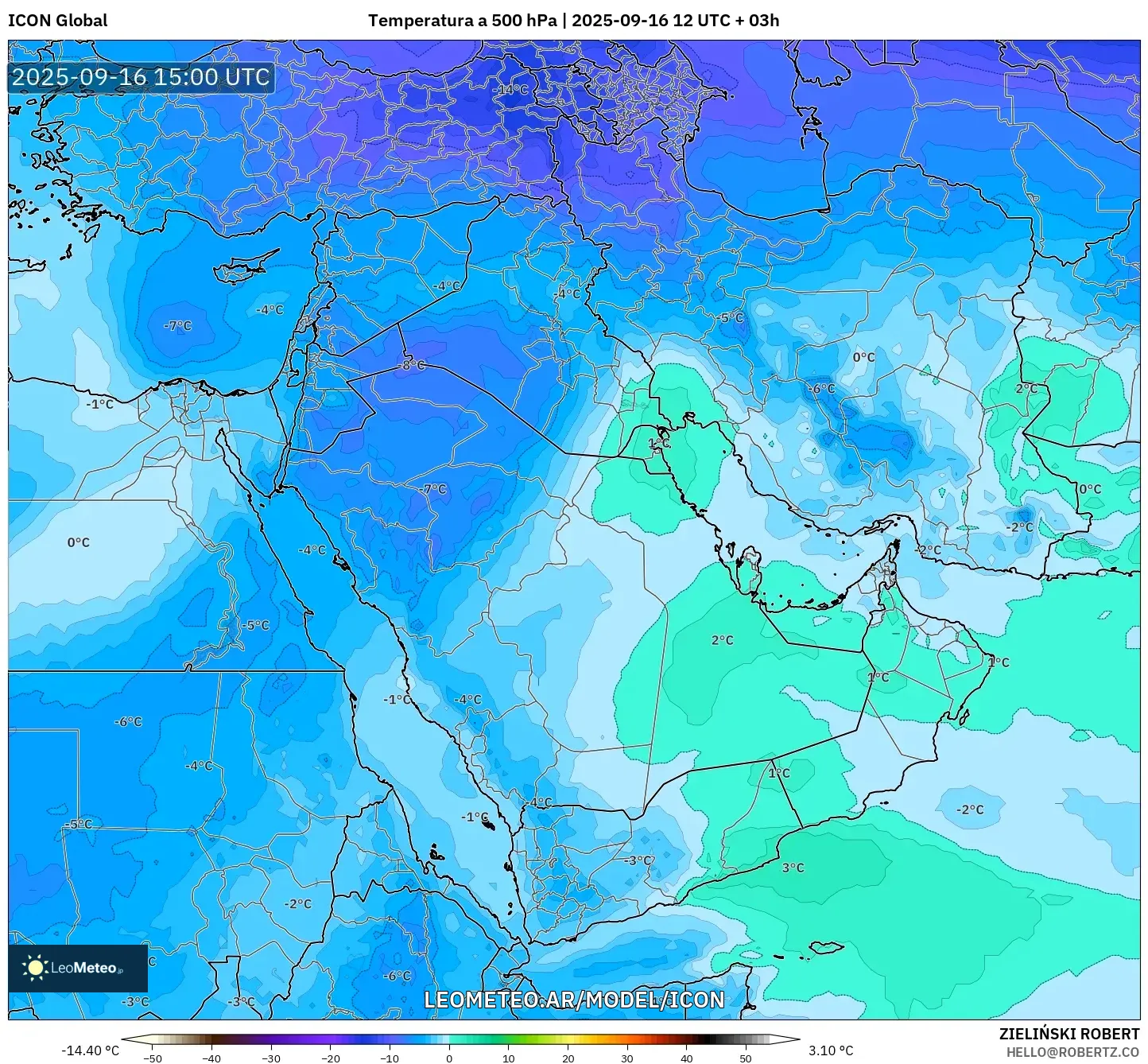 ICON model - Oriente Medio, Temperatura a 500 hPa