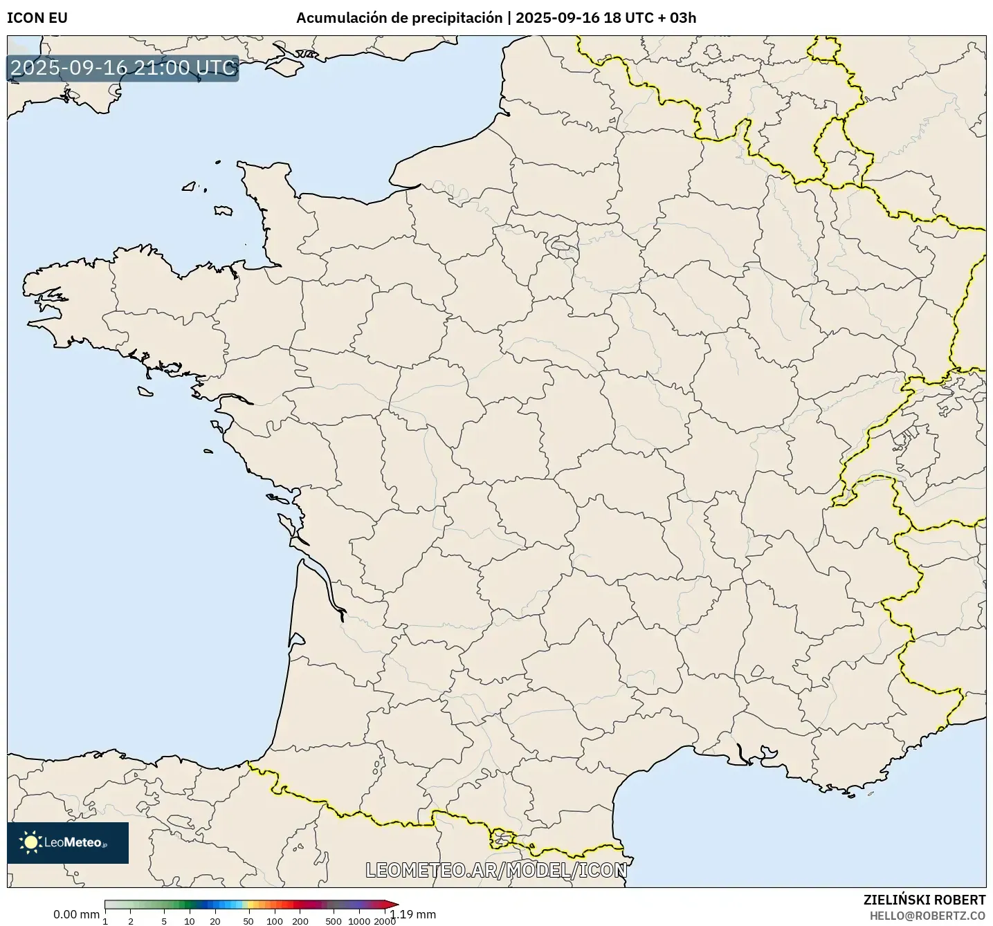 ICON model - Francia, Acumulación de precipitación