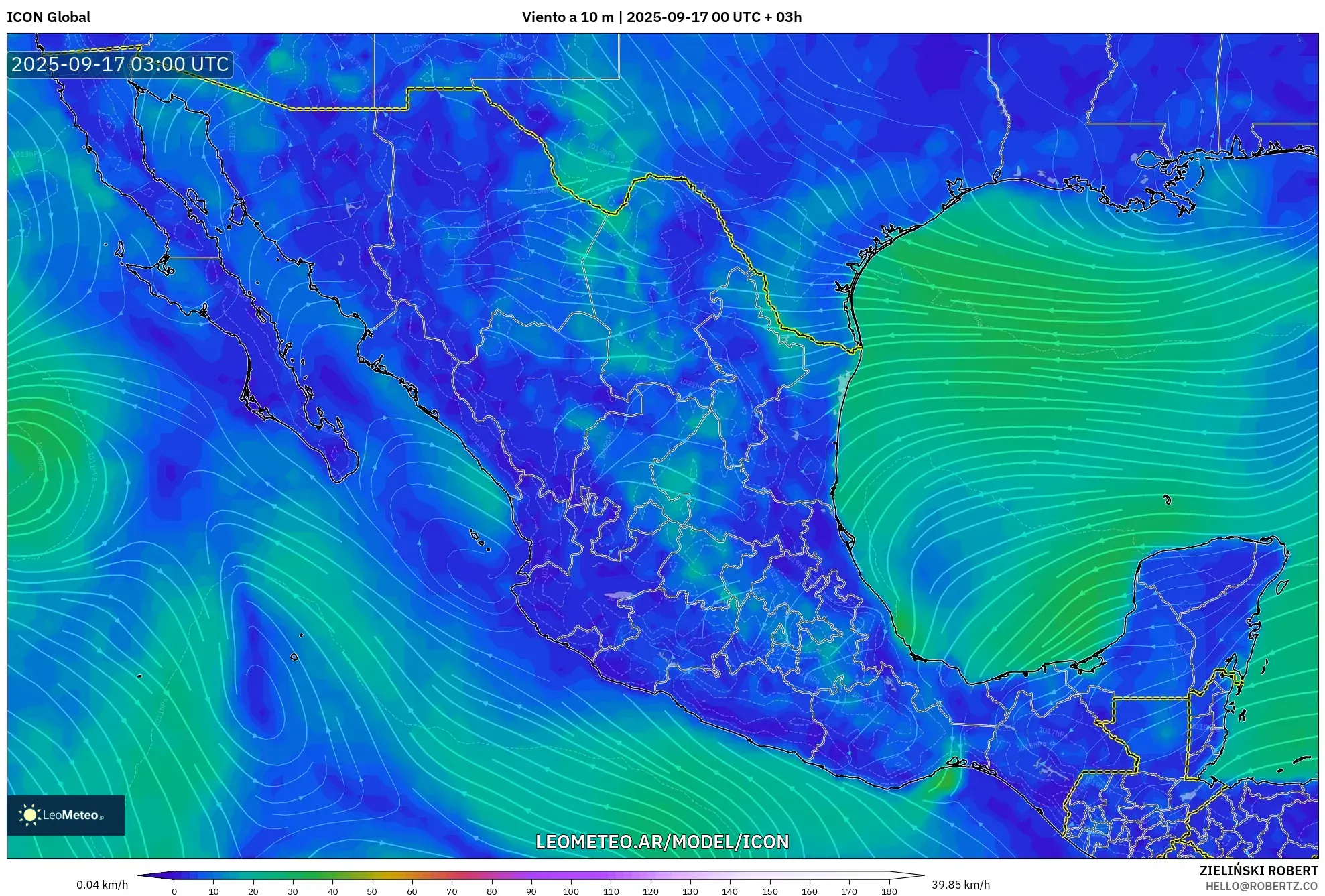 ICON model - México, Viento a 10 m