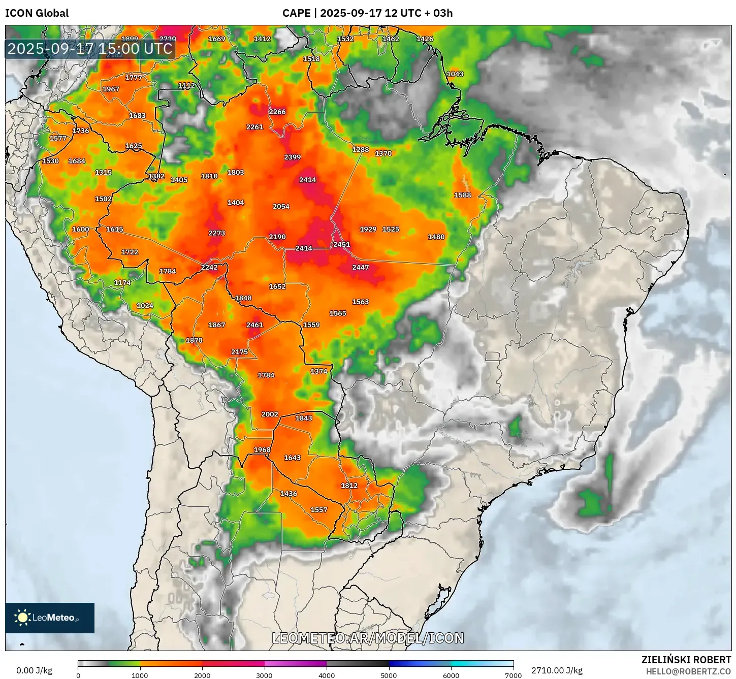 ICON model - Brasil, CAPE ICON model - Brasil, CAPE