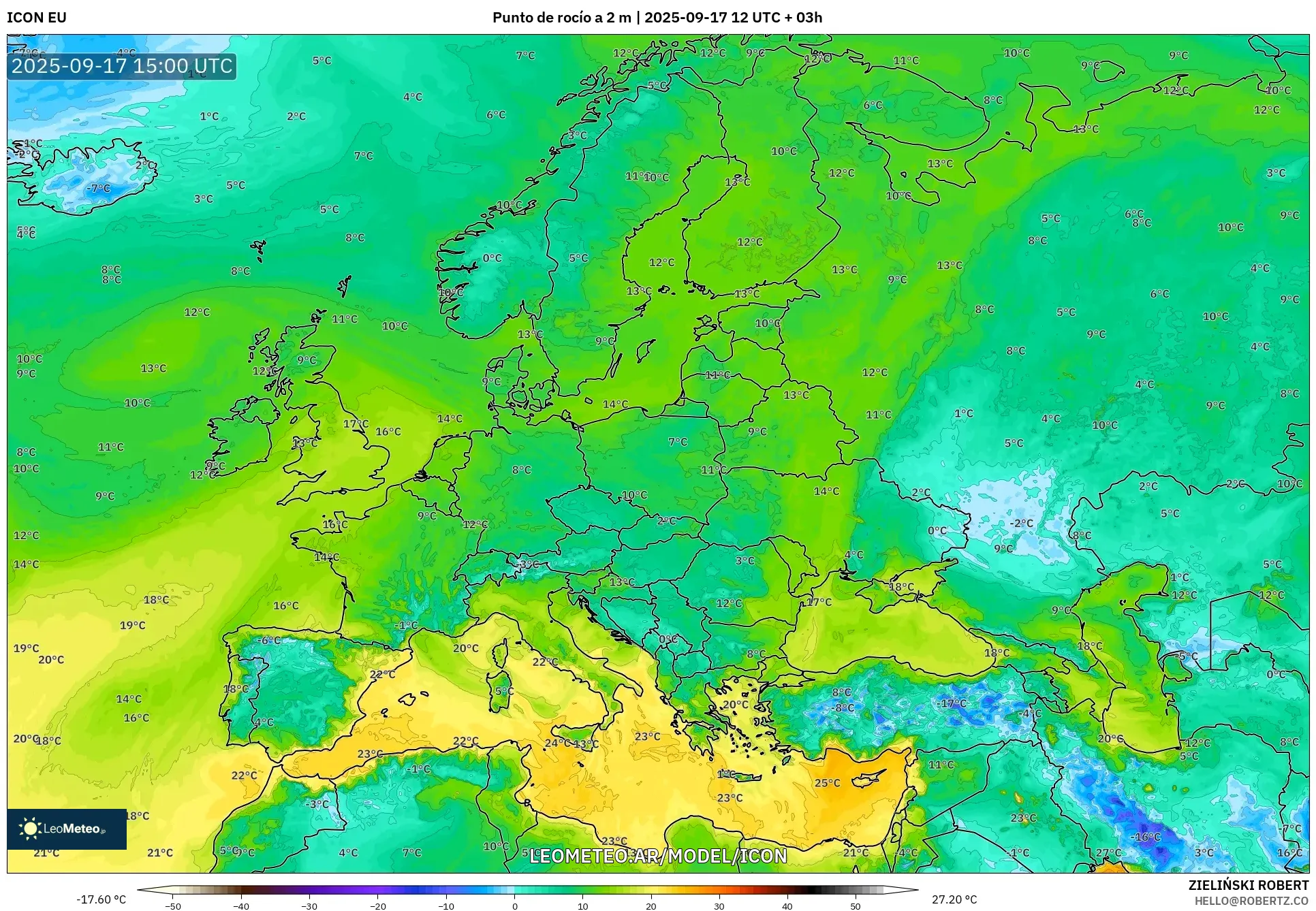 ICON model - Europa, Punto de rocío a 2 m
