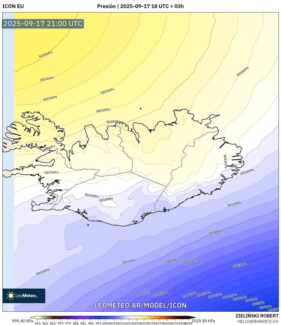 ICON model - Islandia, Presión