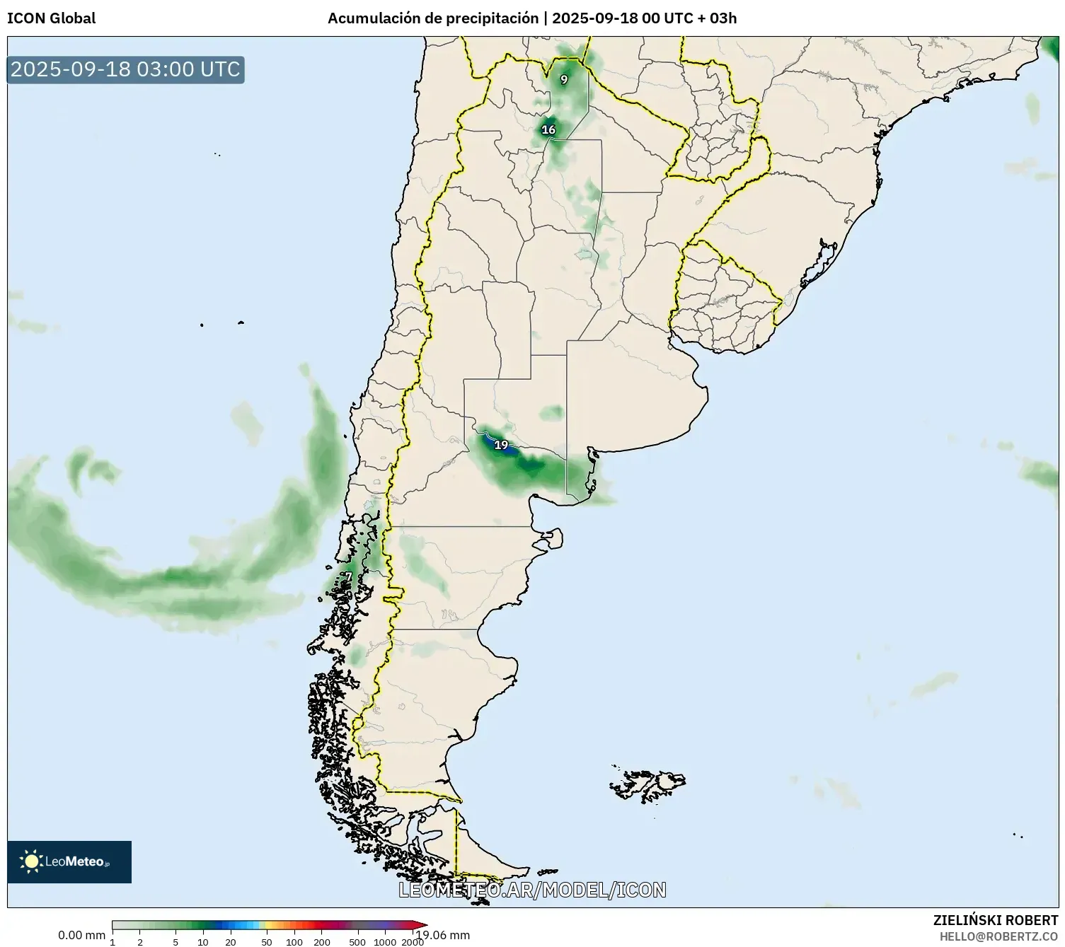 ICON model - Argentina, Acumulación de precipitación
