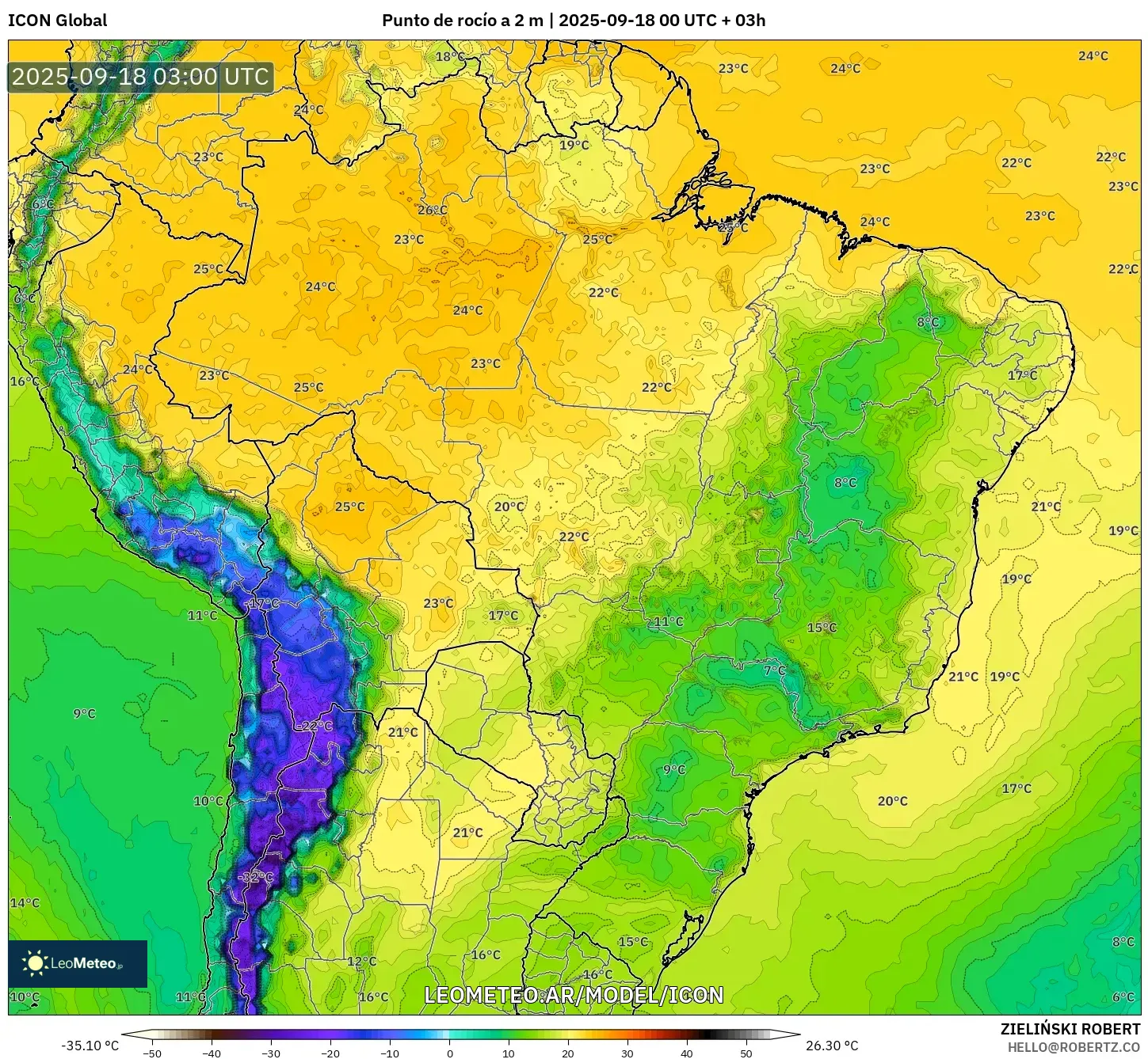 ICON model - Brasil, Punto de rocío a 2 m