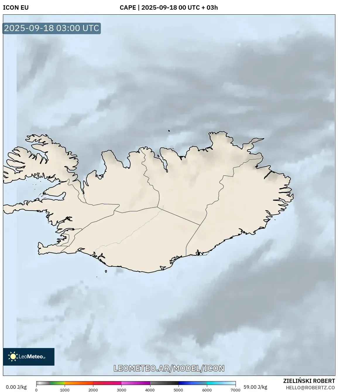 ICON model - Islandia, CAPE