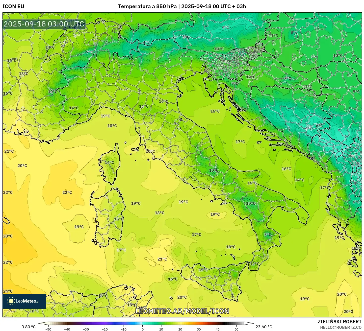 ICON model - Italia, Temperatura a 850 hPa