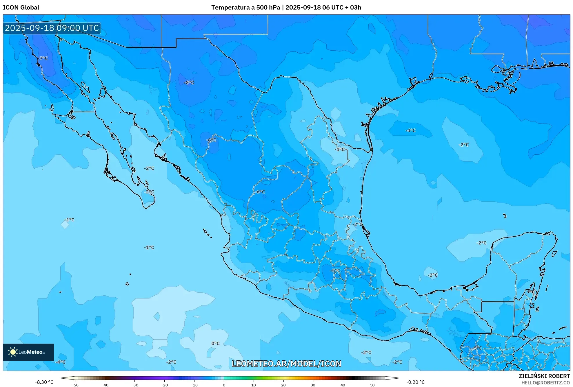 ICON model - México, Temperatura a 500 hPa