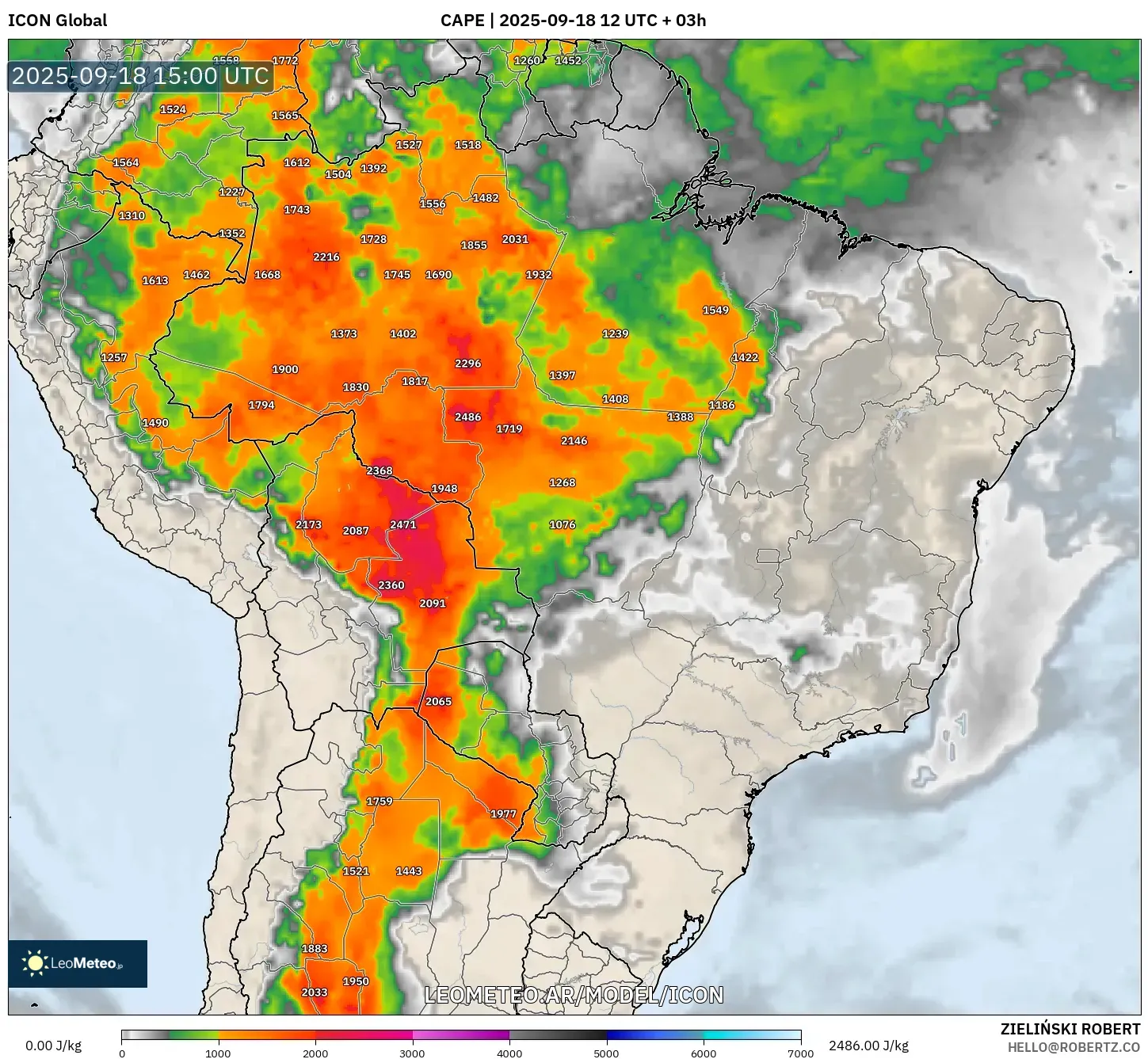 ICON model - Brasil, CAPE