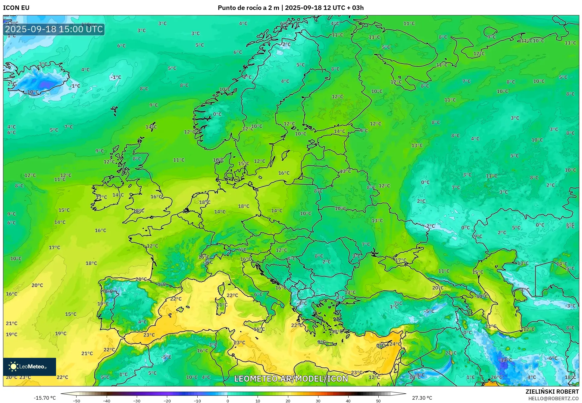 ICON model - Europa, Punto de rocío a 2 m