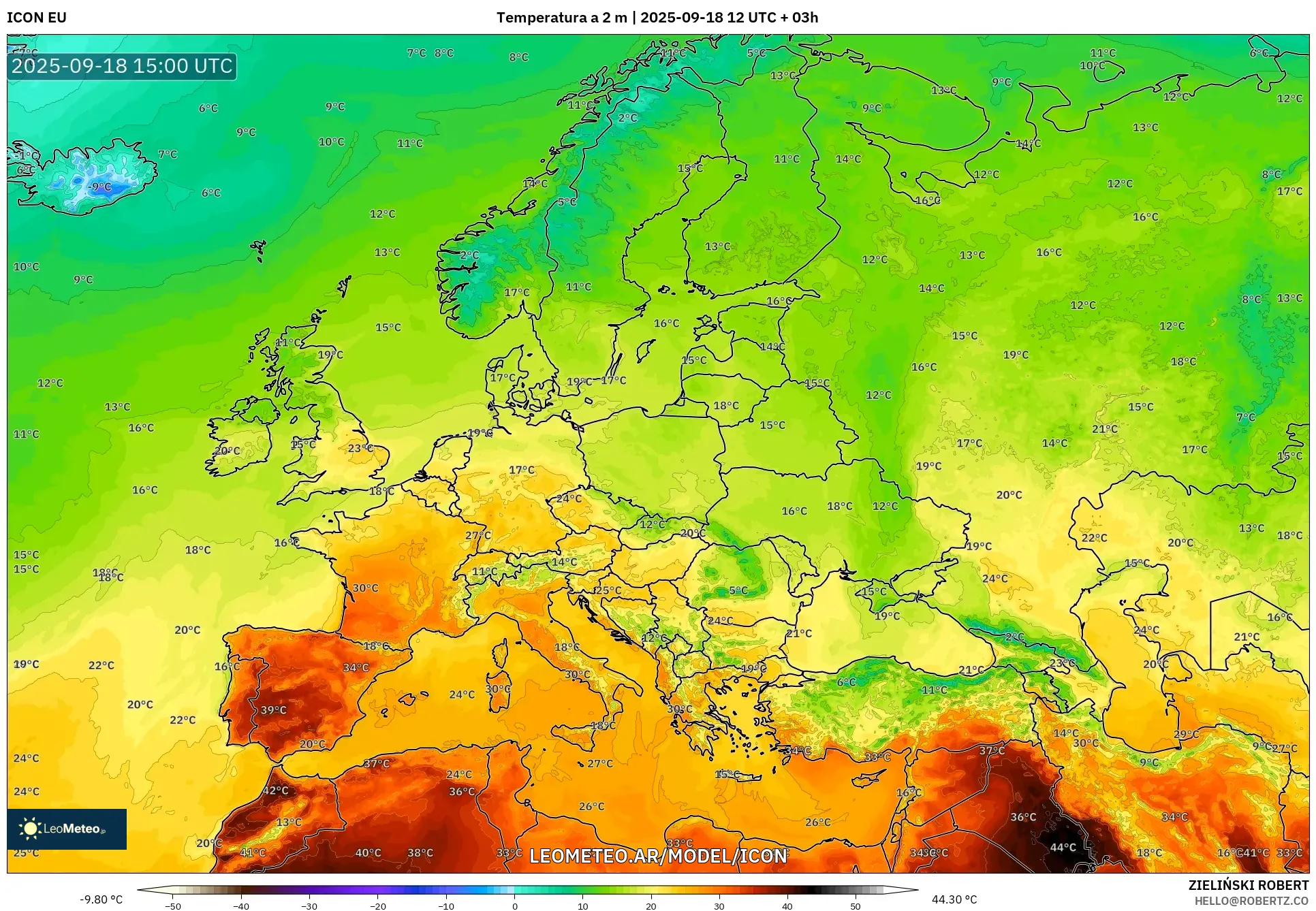 ICON model - Europa, Temperatura a 2 m ICON model - Europa, Temperatura a 2 m