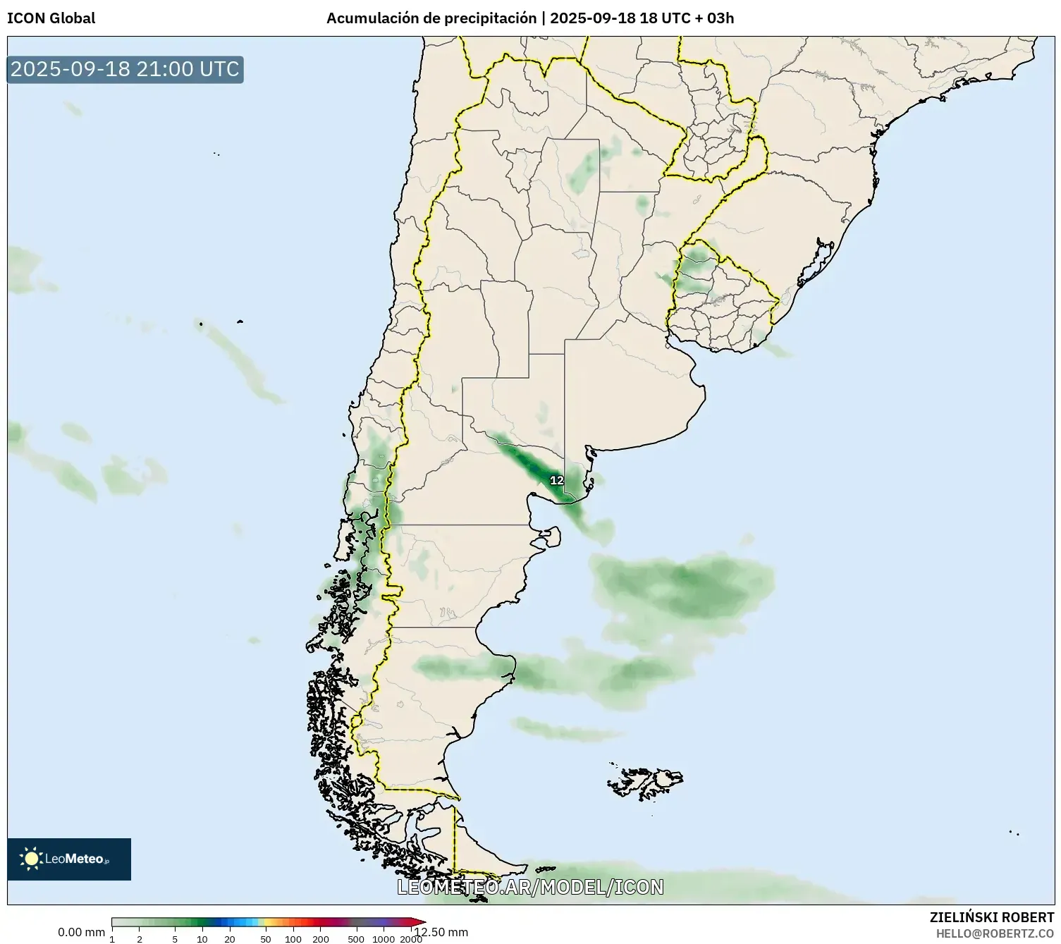 ICON model - Argentina, Acumulación de precipitación