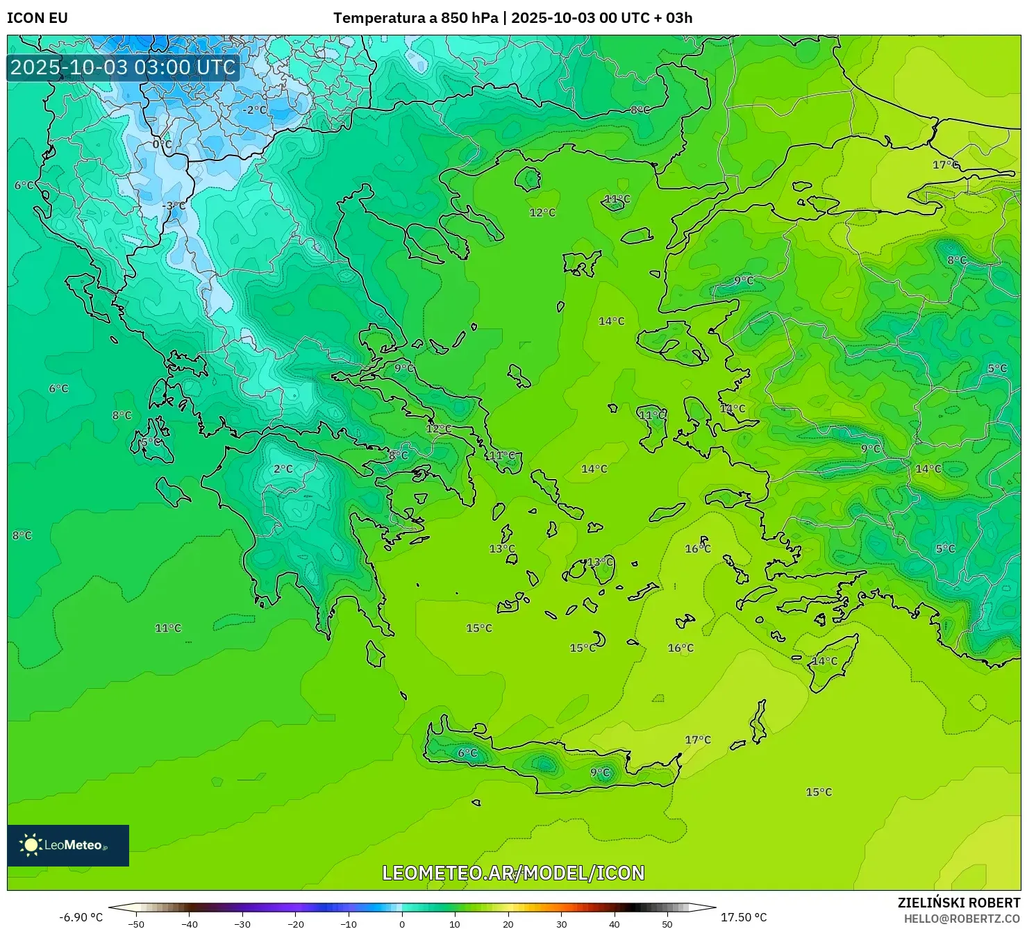 ICON model - Grecia, Temperatura a 850 hPa