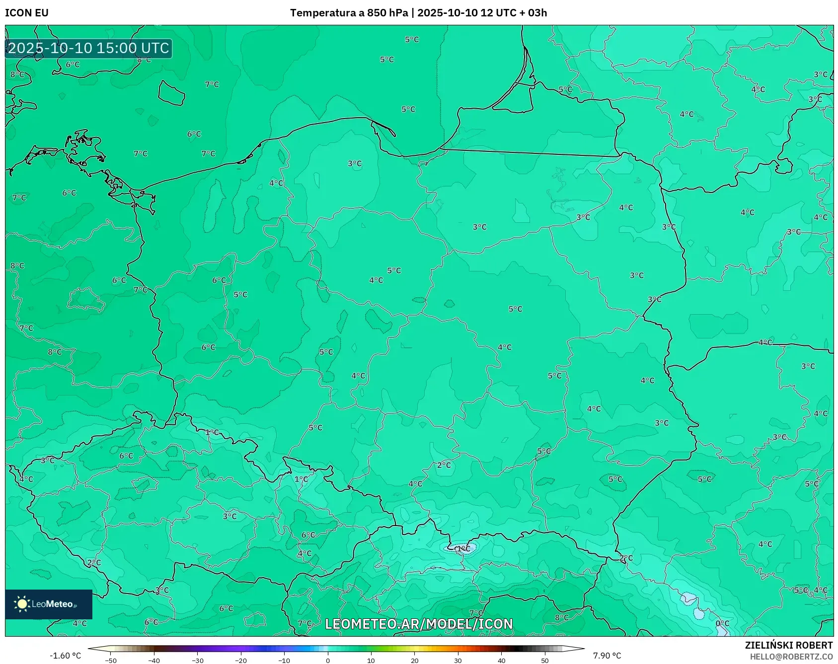 ICON model - Polonia, Temperatura a 850 hPa