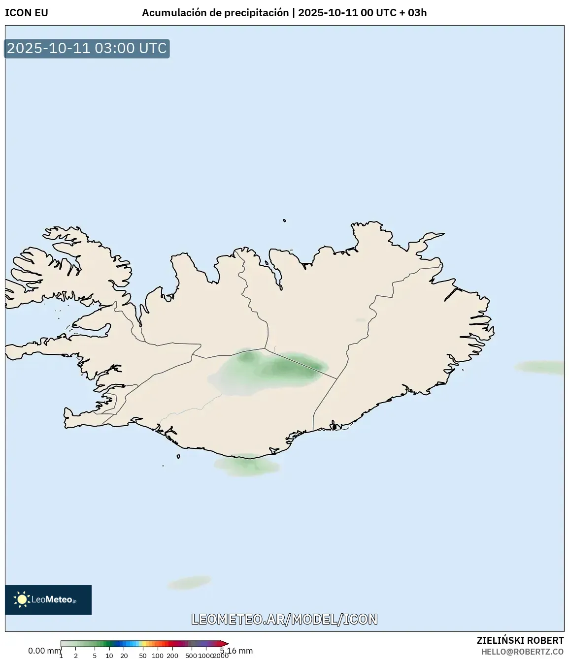 ICON model - Islandia, Acumulación de precipitación ICON model - Islandia, Acumulación de precipitación