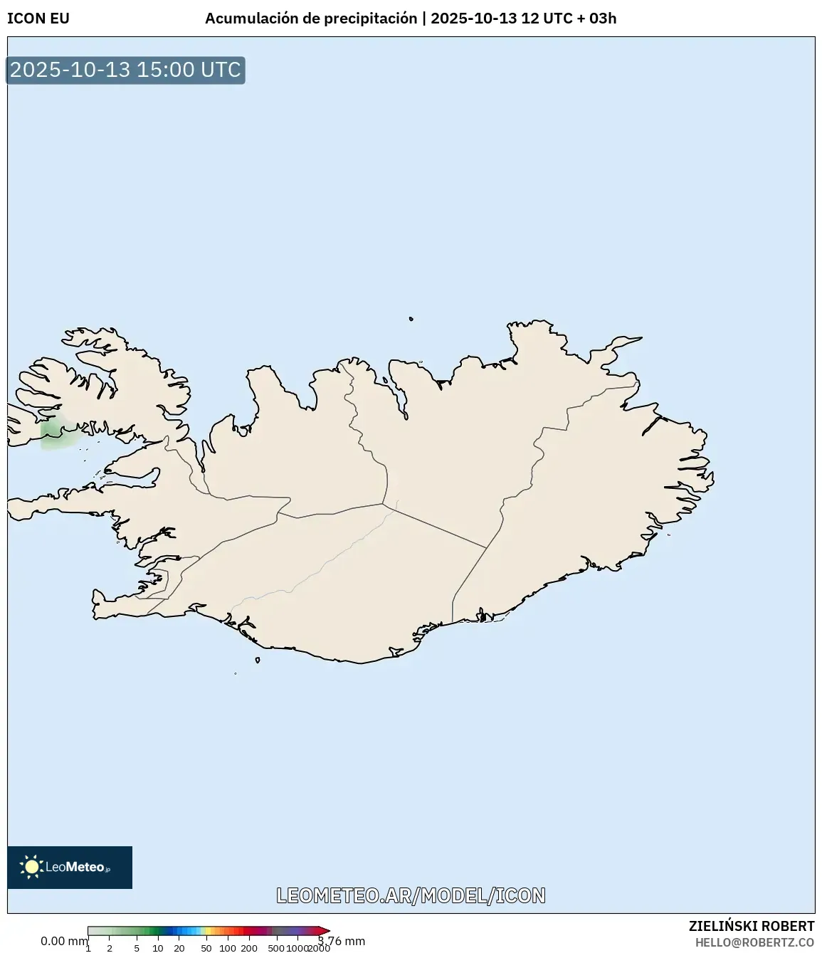 ICON model - Islandia, Acumulación de precipitación