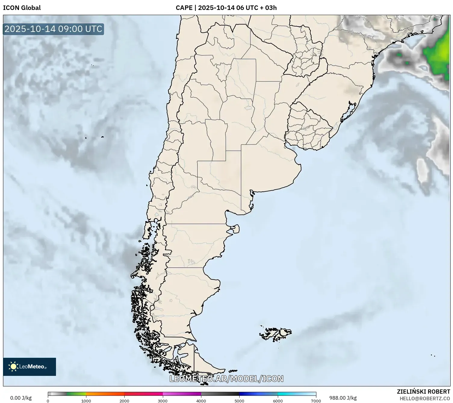 ICON model - Argentina, CAPE ICON model - Argentina, CAPE