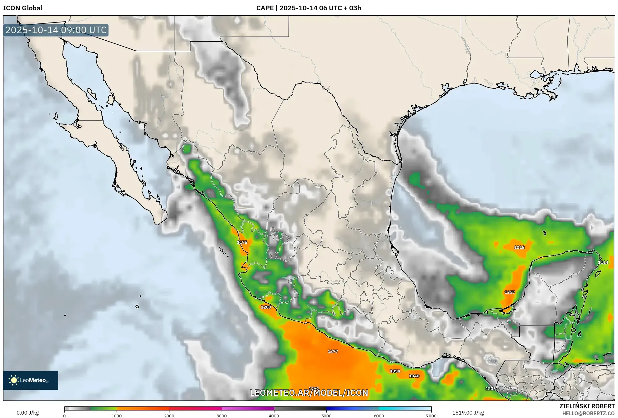 ICON model - México, CAPE ICON model - México, CAPE