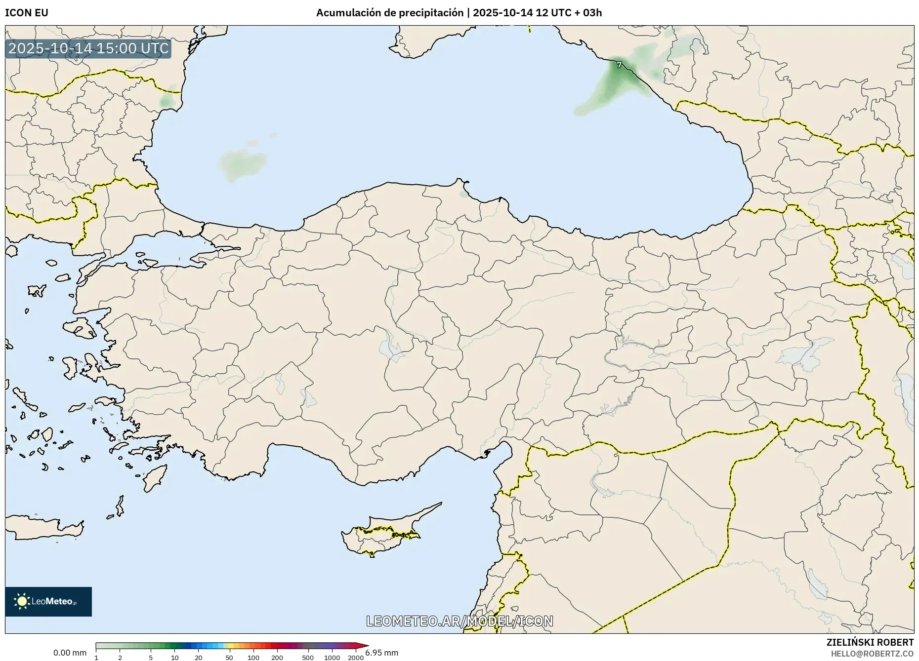ICON model - Turquía, Acumulación de precipitación ICON model - Turquía, Acumulación de precipitación