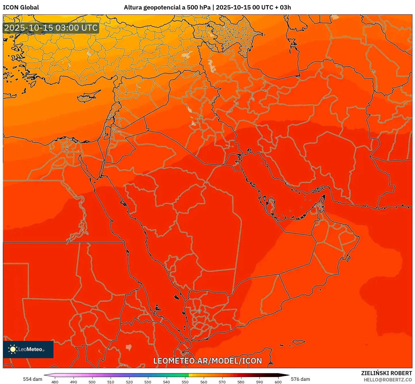 ICON model - Oriente Medio, Altura geopotencial a 500 hPa ICON model - Oriente Medio, Altura geopotencial a 500 hPa