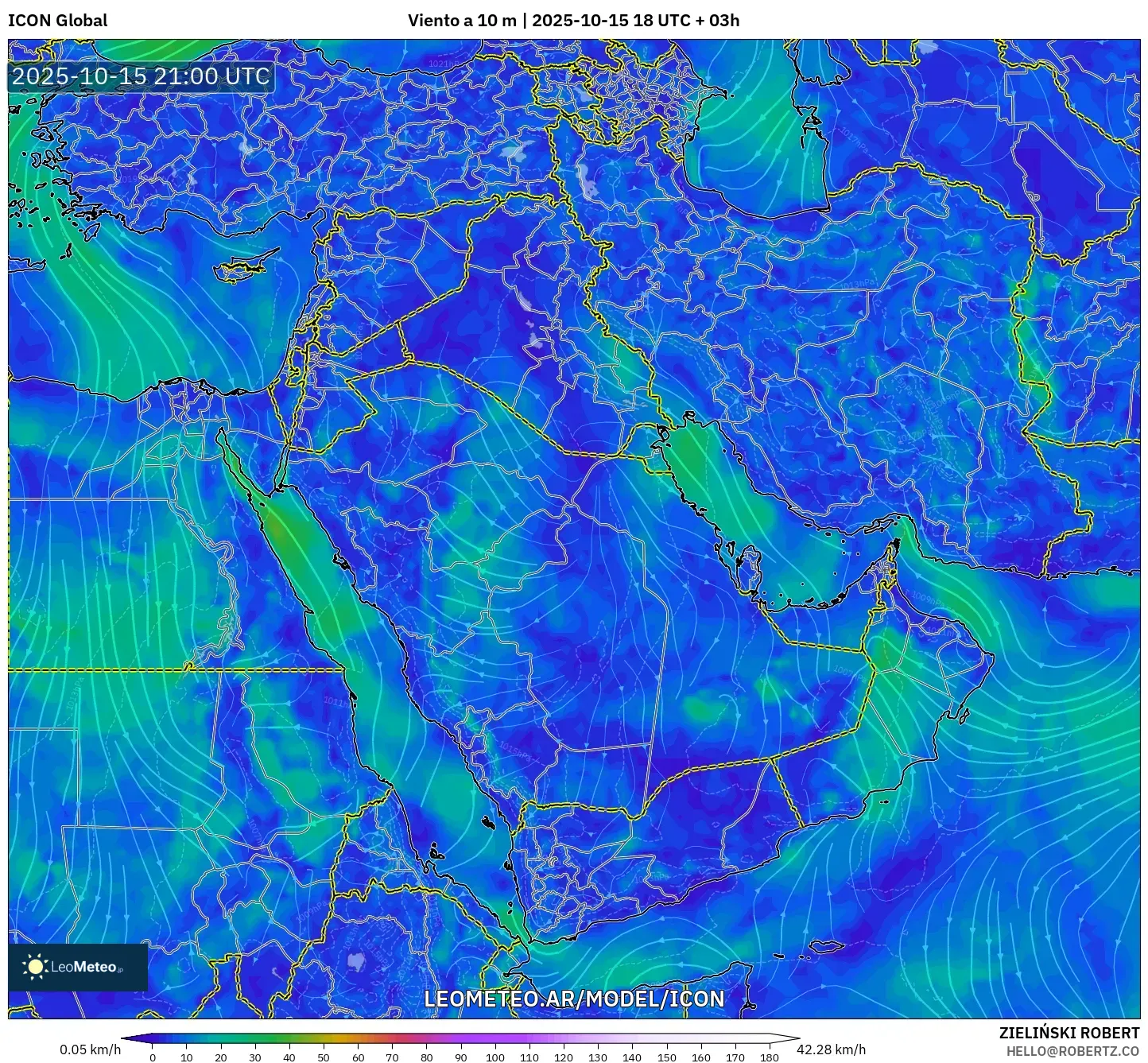ICON model - Oriente Medio, Viento a 10 m ICON model - Oriente Medio, Viento a 10 m