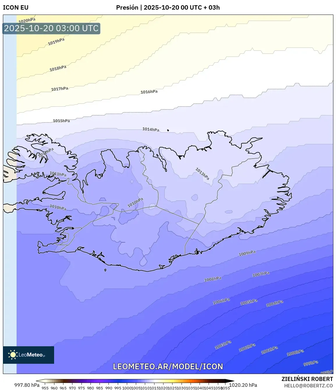 ICON model - Islandia, Presión ICON model - Islandia, Presión